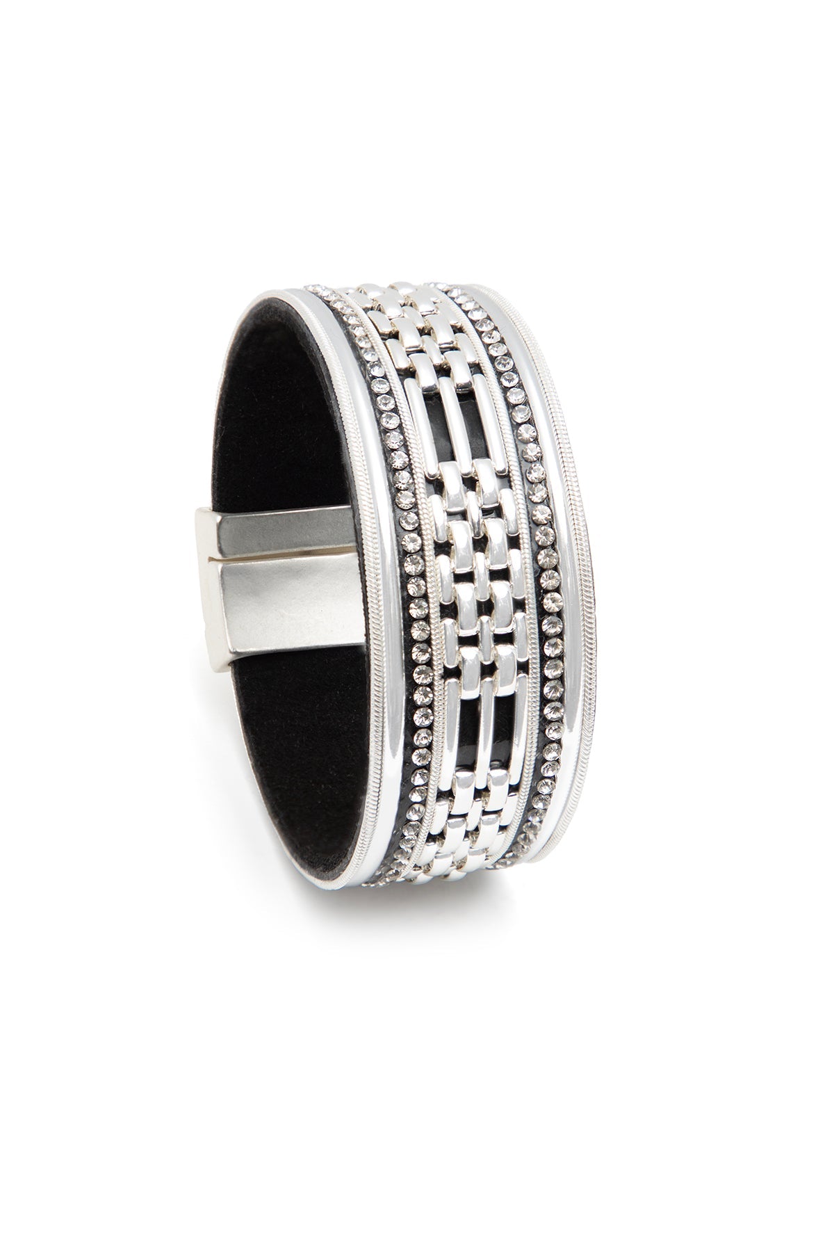 Chain Link Crystal Bracelet - Silver