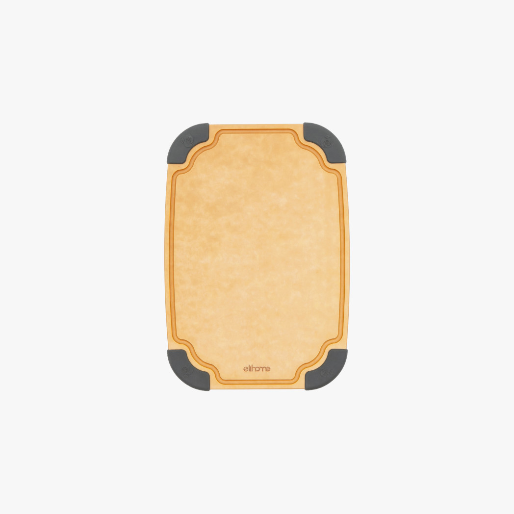 Elihome Essential Series Small Cutting Board 10" x 7" - wood fiber cutting board with juice groove and non-slip feet