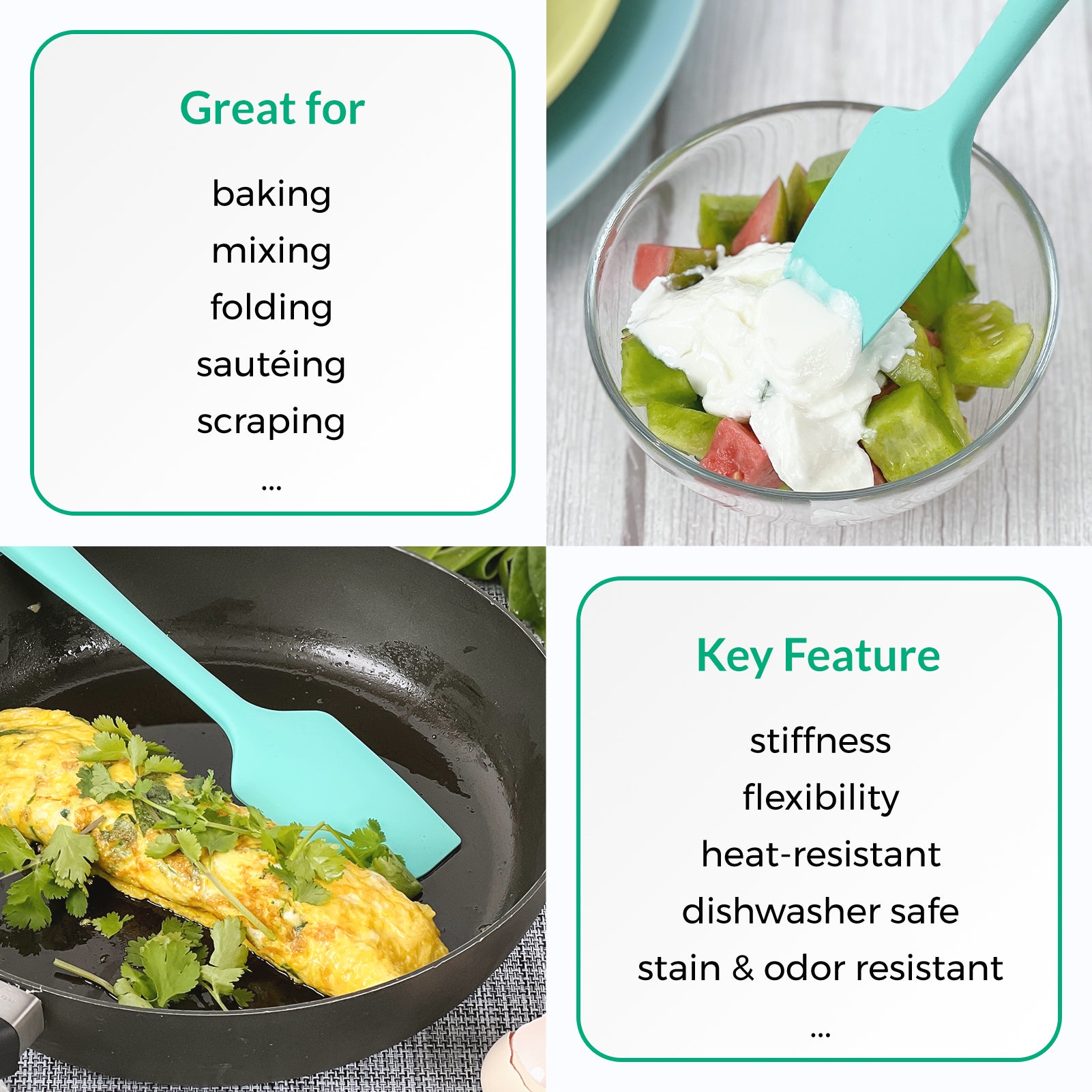 Blue Silicone Spatula | 3 Piece Silicone Spatula | Elihome