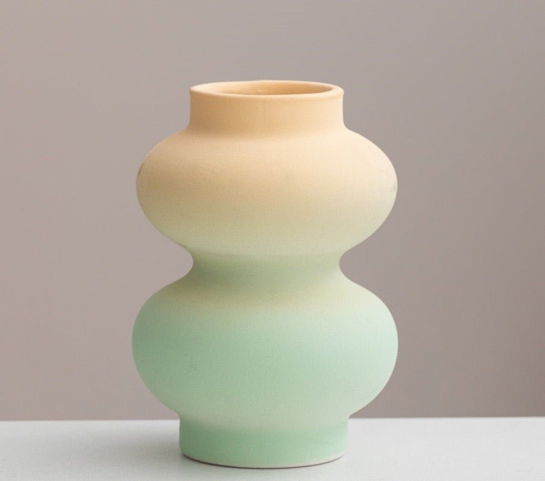 Handmade Ceramic Gradient Vase, Dopamine Geometric Matte Flower Vessels - Vases - Ceramic Gradient Vase-C - INSPECIAL HOME