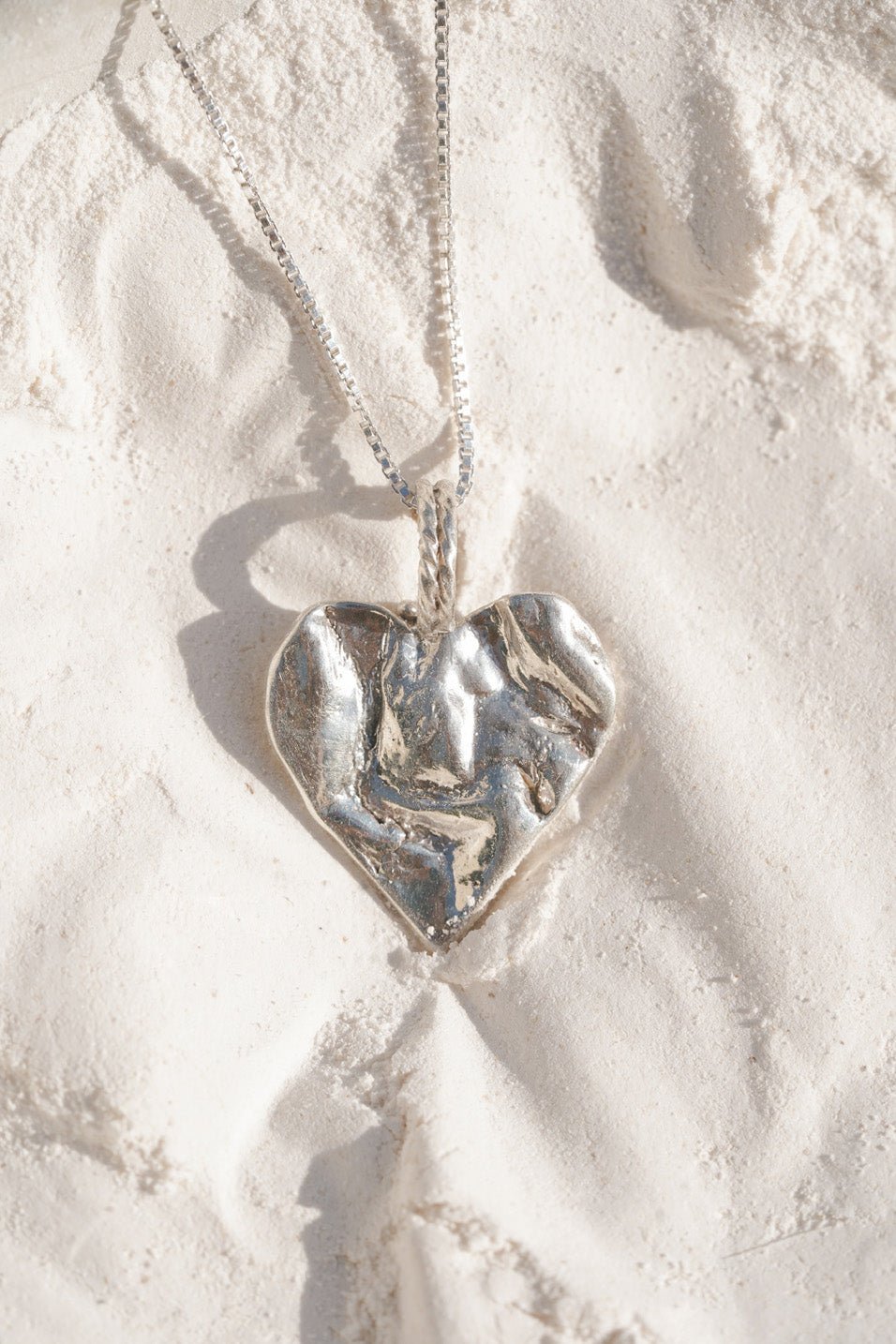 Silver Heart Rock Necklace - Chain or Leather - Dea Dia