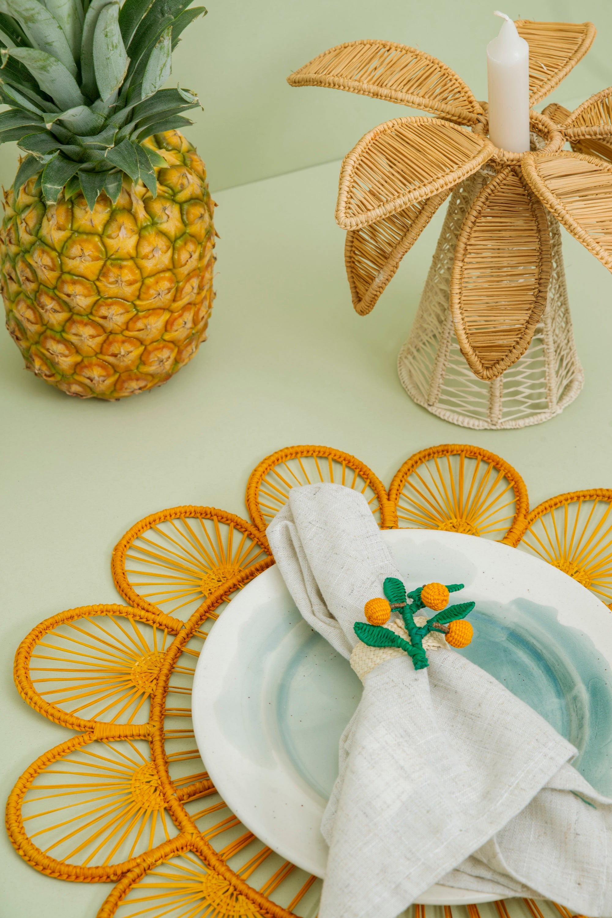 Palm Tree Candle Holder - Small - Dark Natural