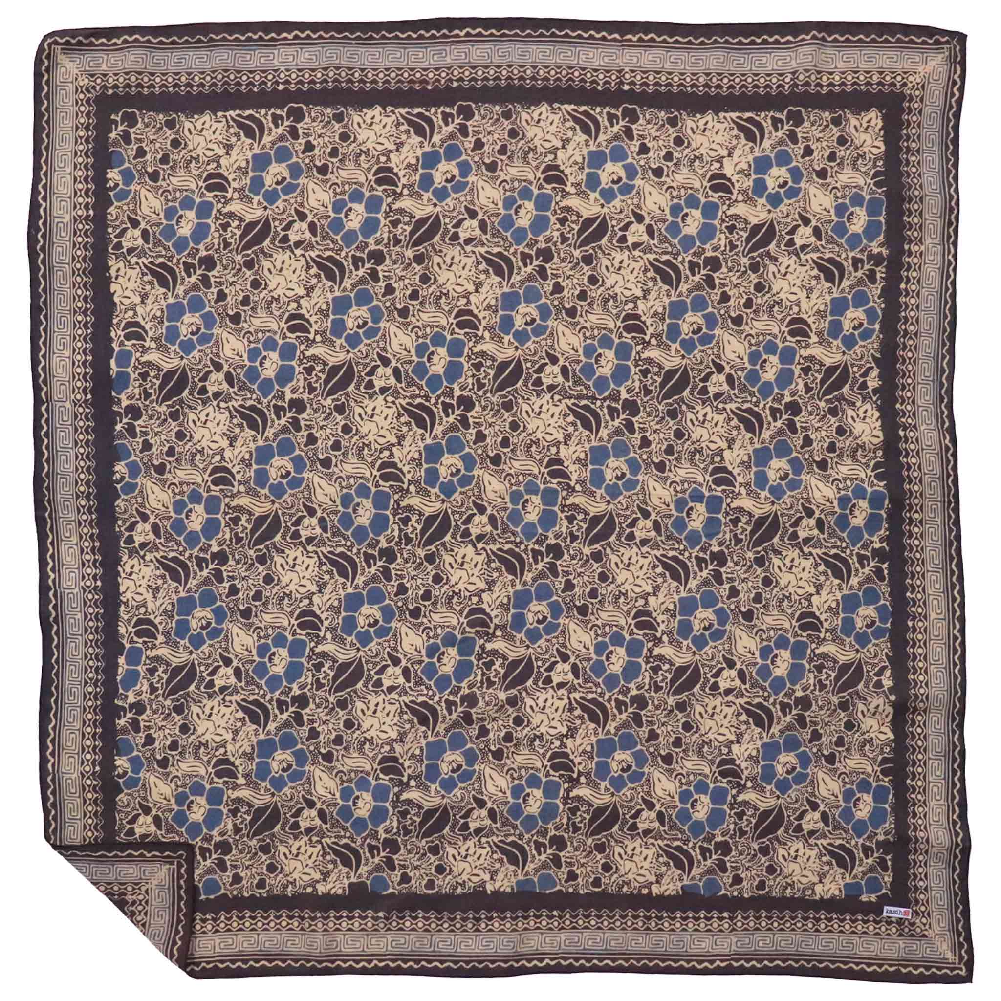 Large 39" Hand Dyed Batik Bandana - Spotted Flowers