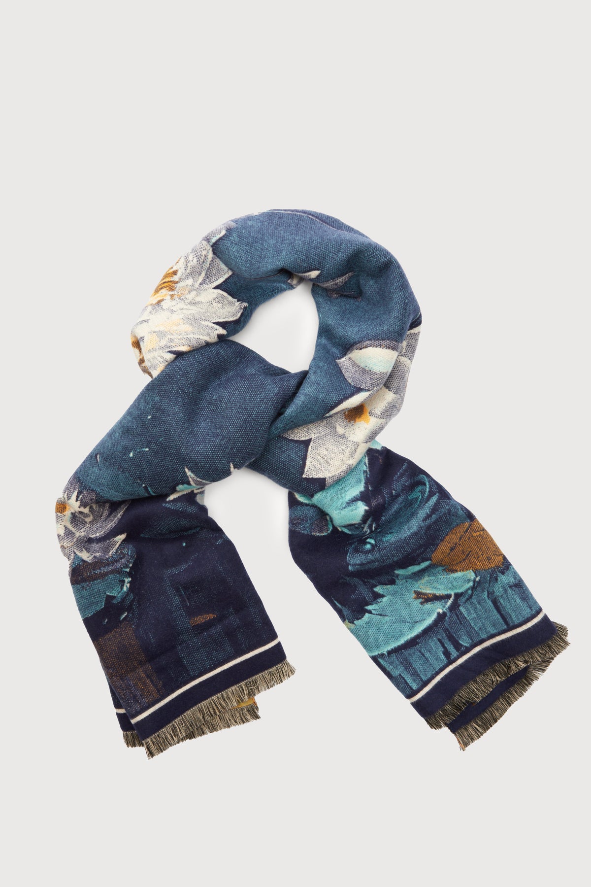 Lily Bold Reversible Scarf - Blue Combo