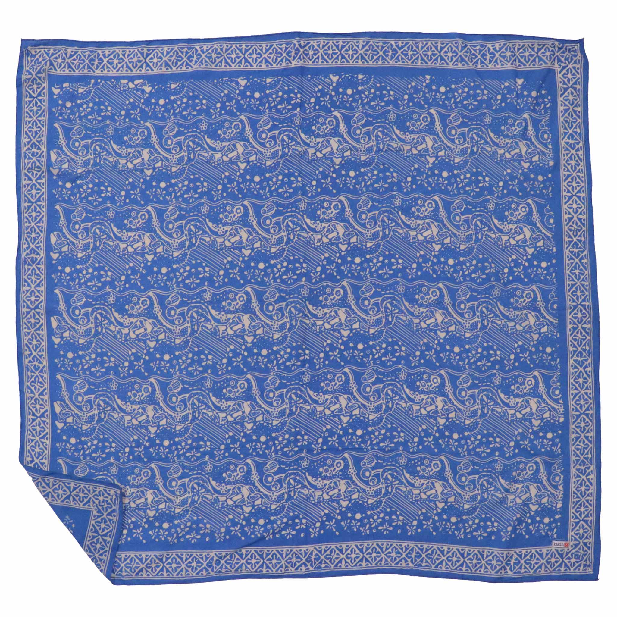 Large 39" Hand Dyed Batik Bandana - Tidal Flow