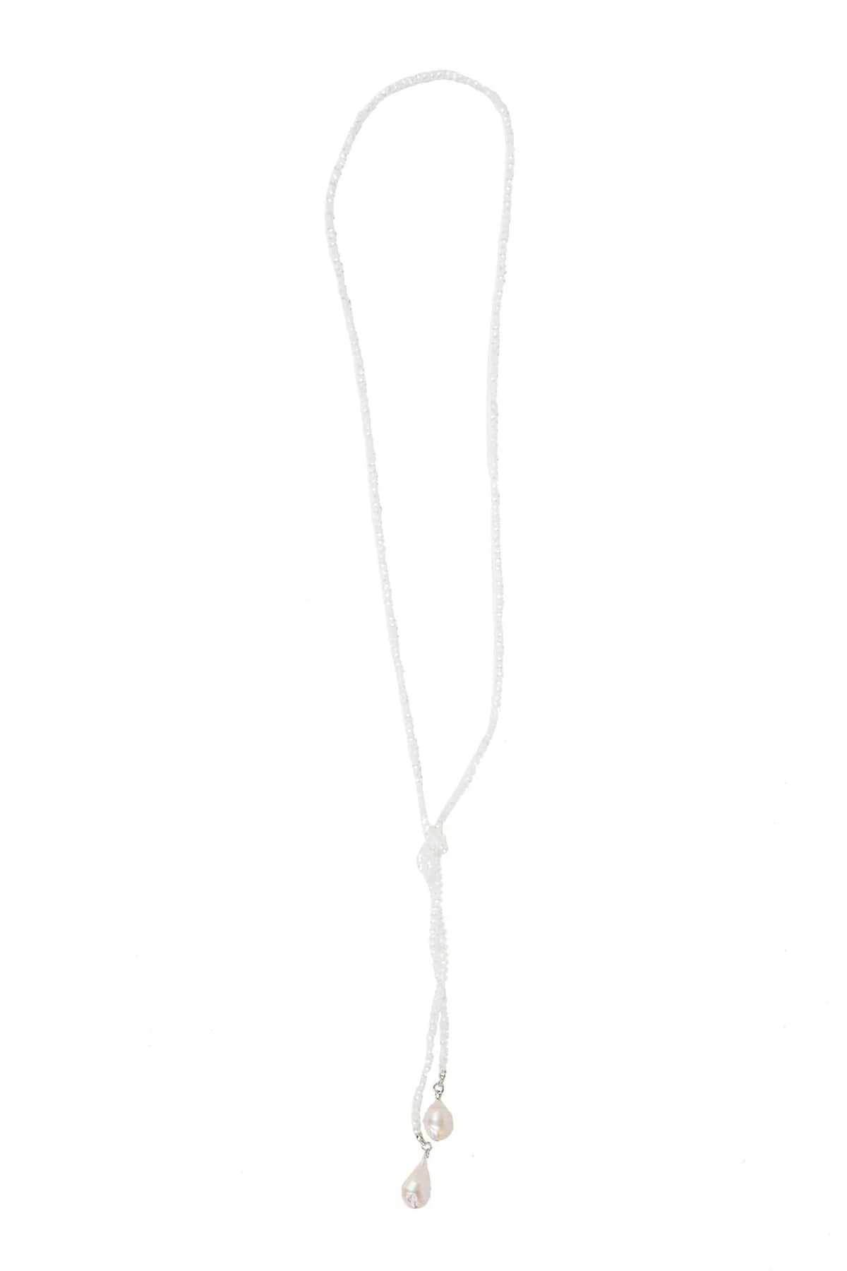 Baroque Knotted Pearl Necklace White