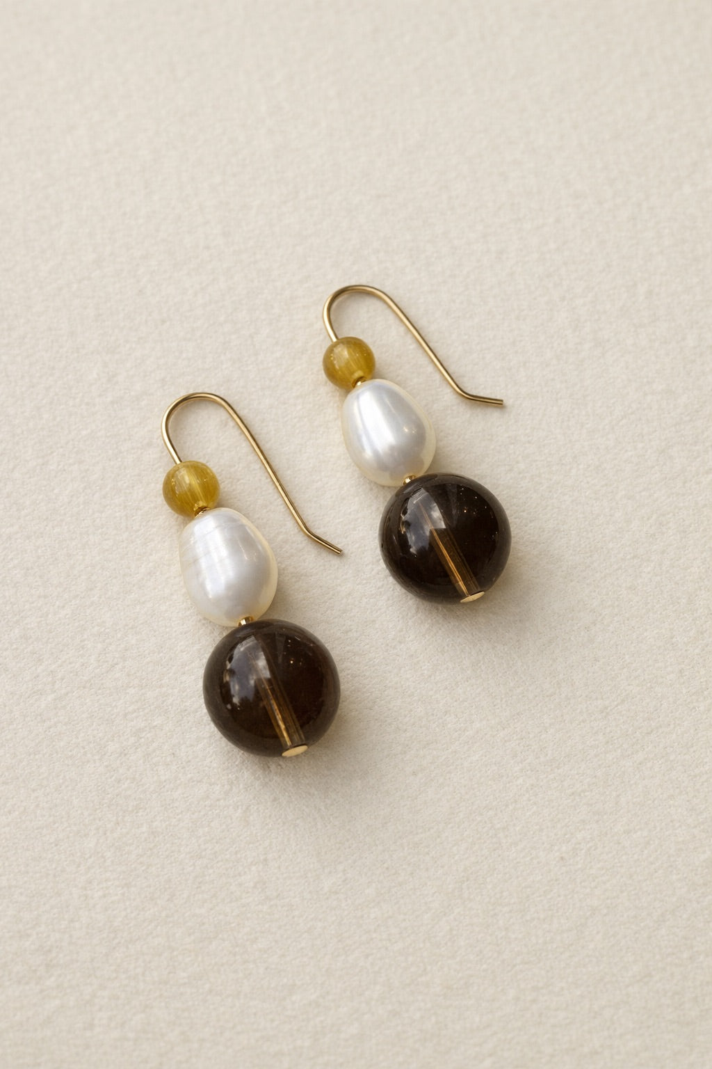 Slate & Pearl Earrings | Gold Fill