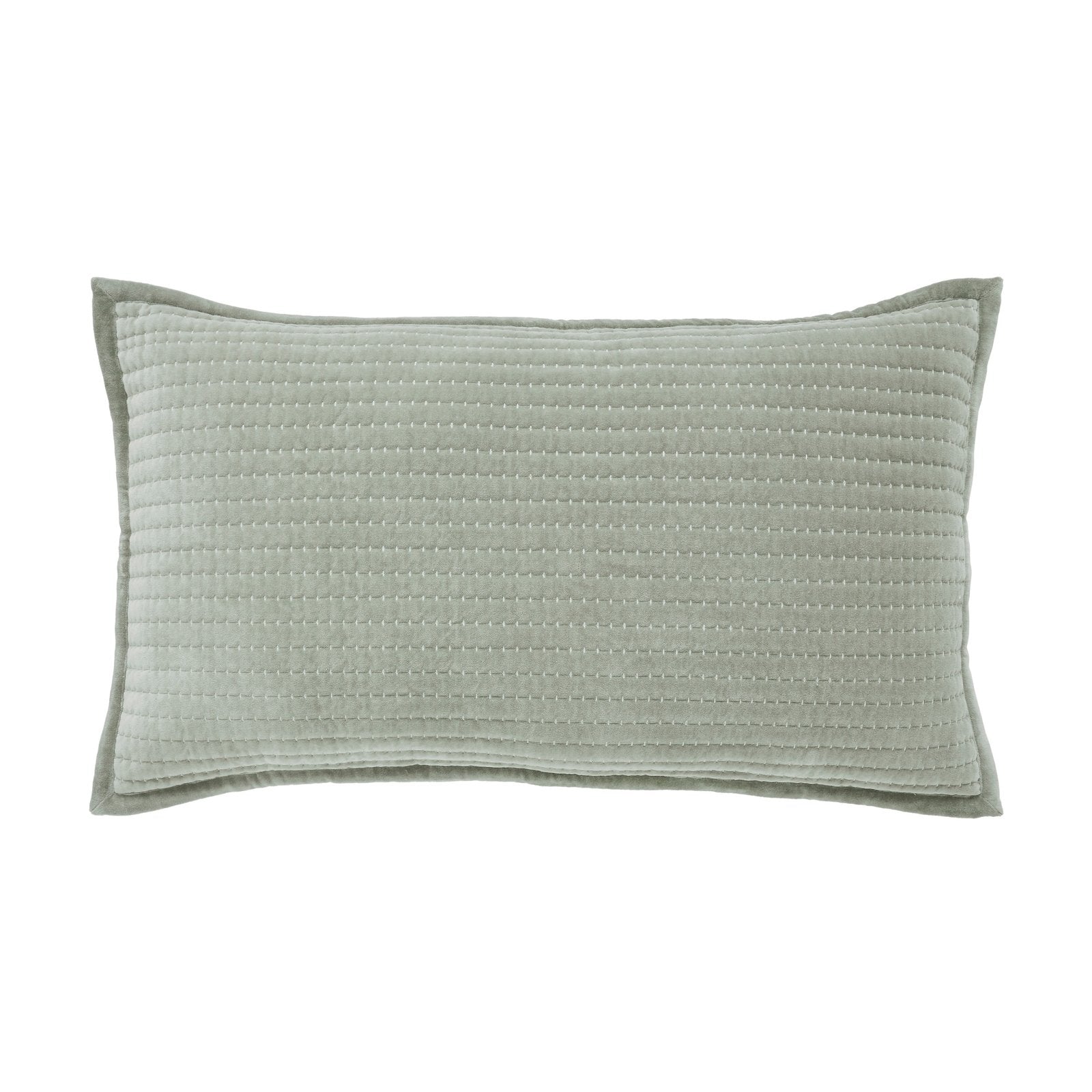 KS-185-2036-LOT1_1|Tranquil sage green quilted dashed line pattern pillow sham coverlet, soft bedding accessory for a calming bedroom.