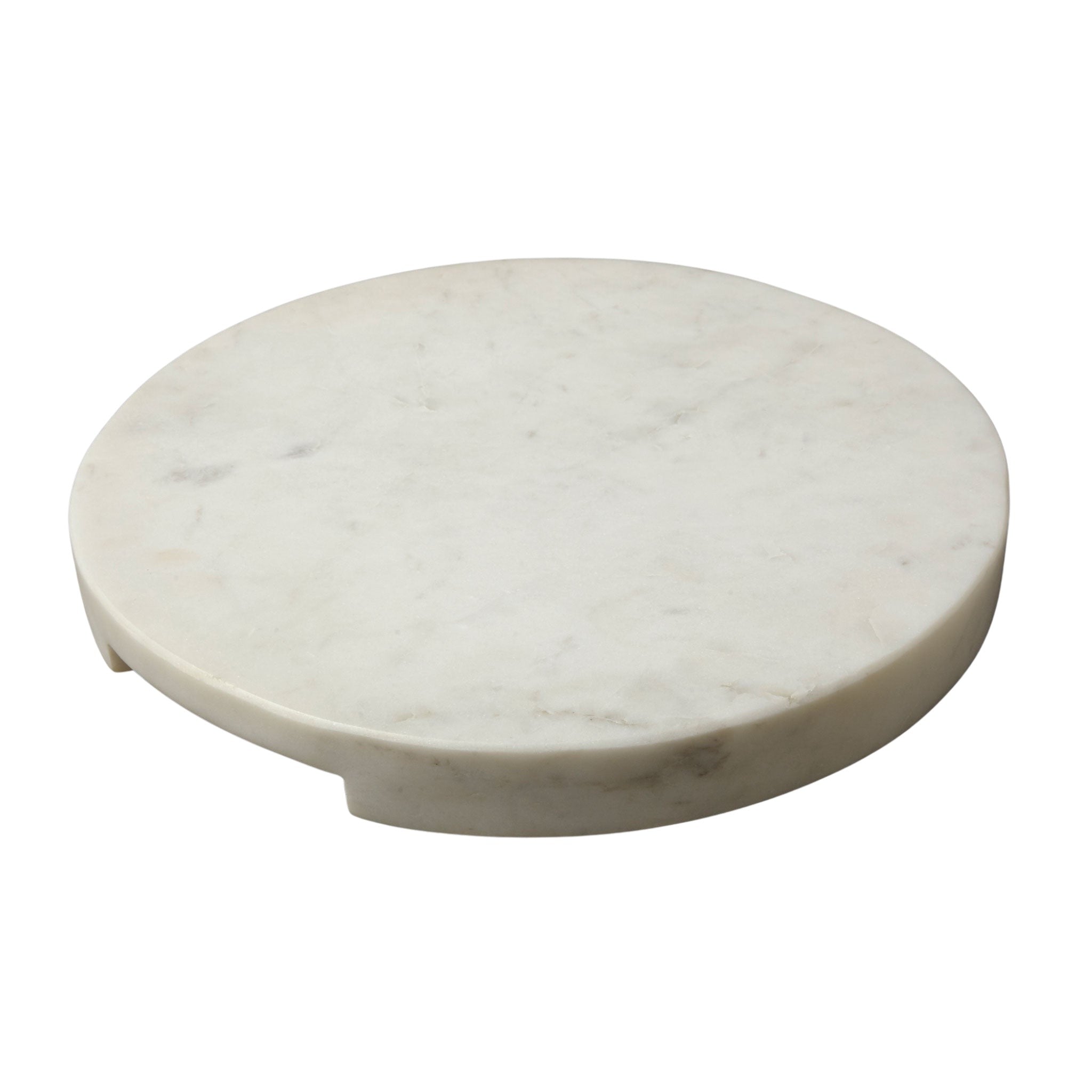 White Marble Thick Round Board with Handle Grooves