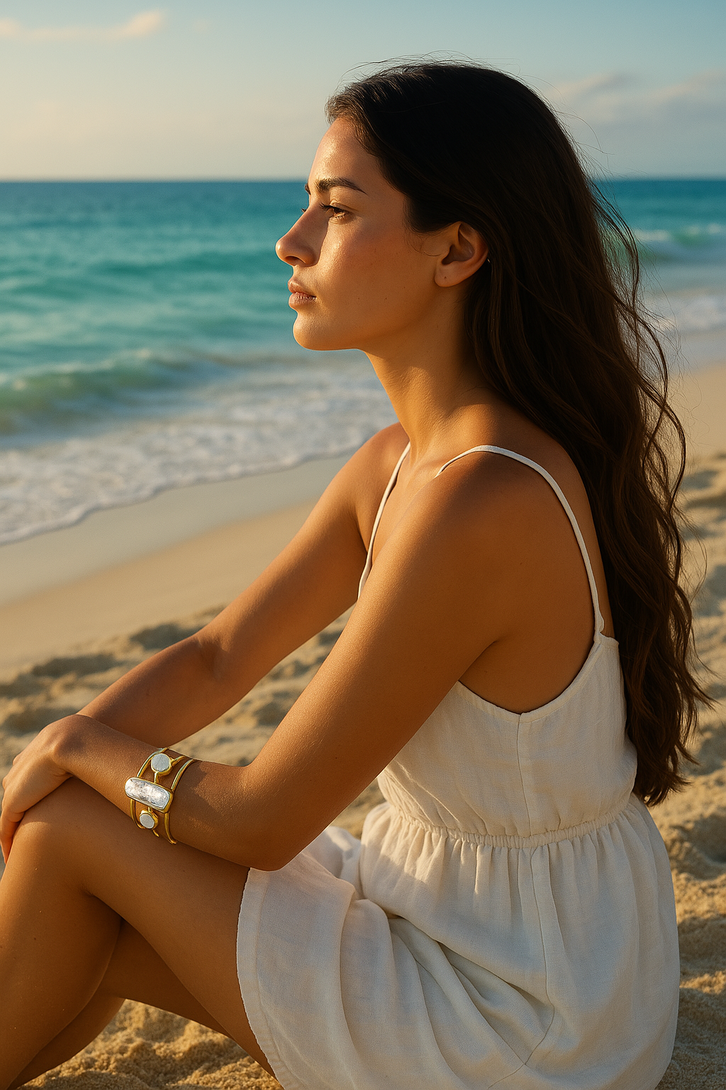 Tapered Geometric Freshwater Pearl Cuff - Gold