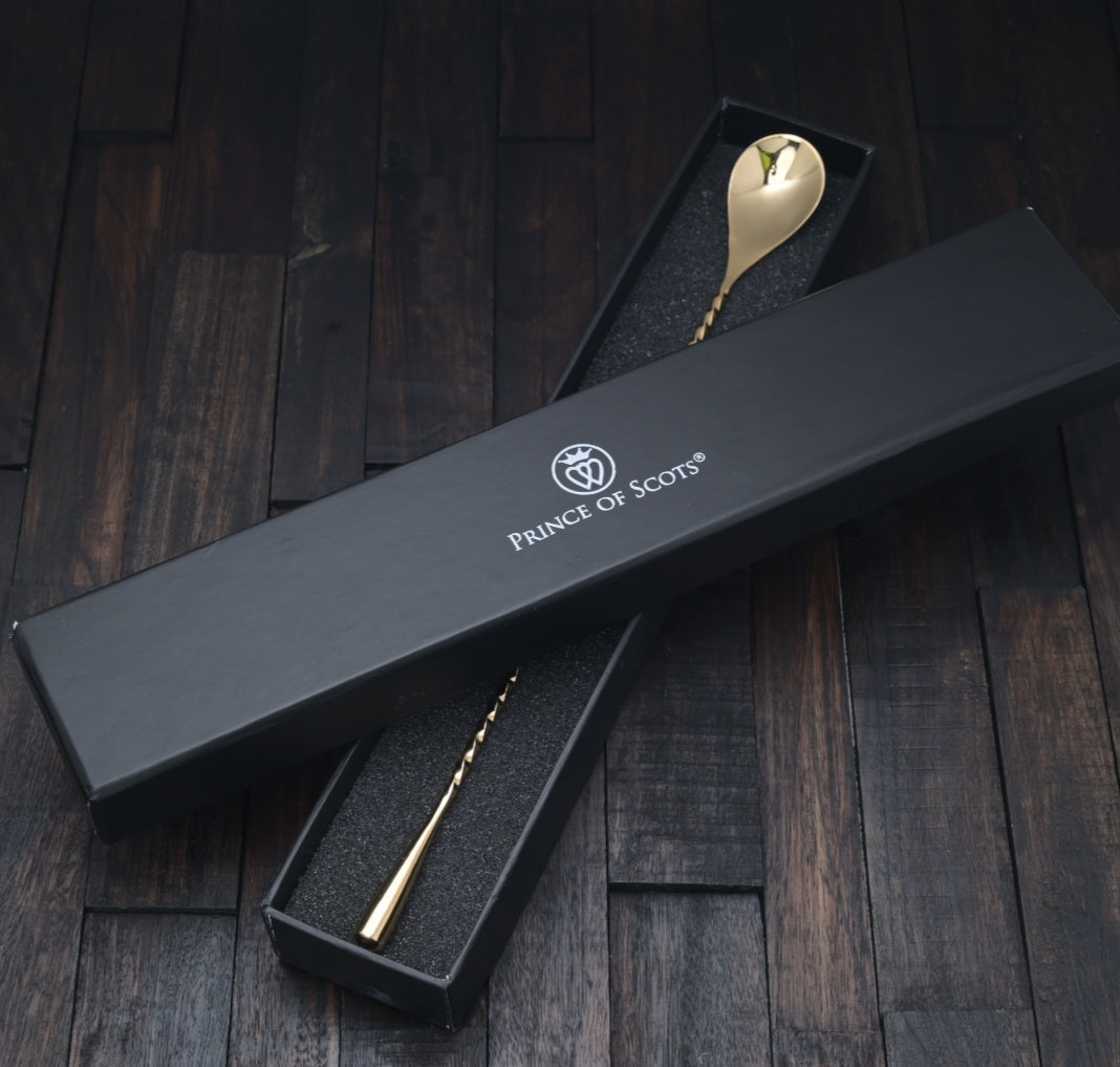 Prince of Scots 24K Gold-Plate Tear Drop Bar Spoon (Premium Gift Box)-Barware-810032751883-24KGoldTear-Prince of Scots