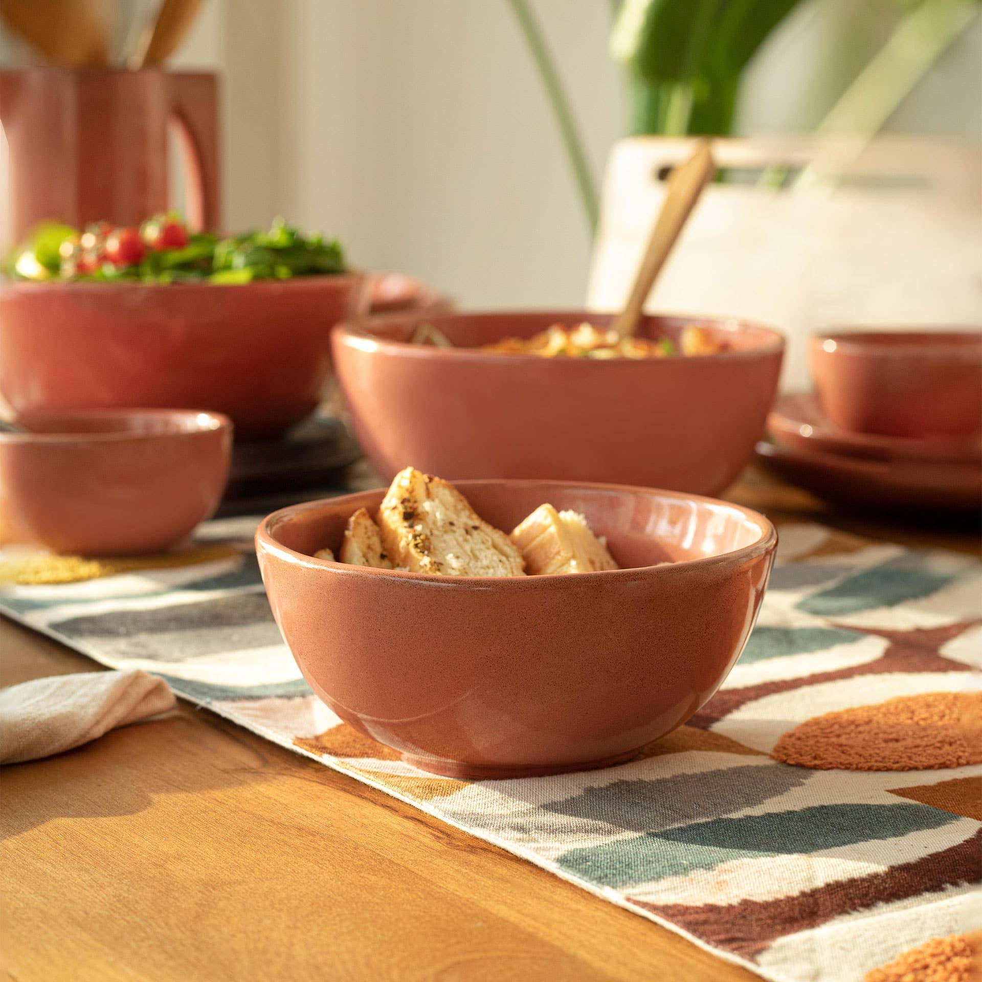 Rustic Reef Ceramic Soup Bowl 17 oz | Peach Glazed Microwave Safe Bowl