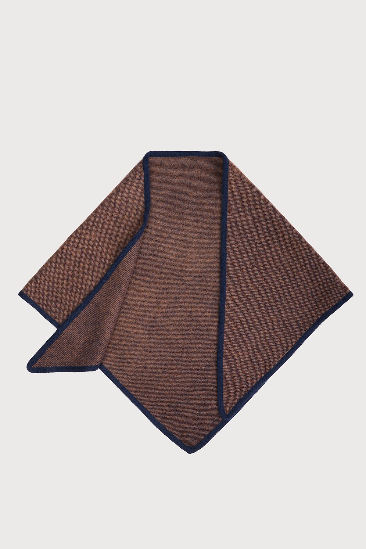 Plaid Wool Triangle Scarf - Brown
