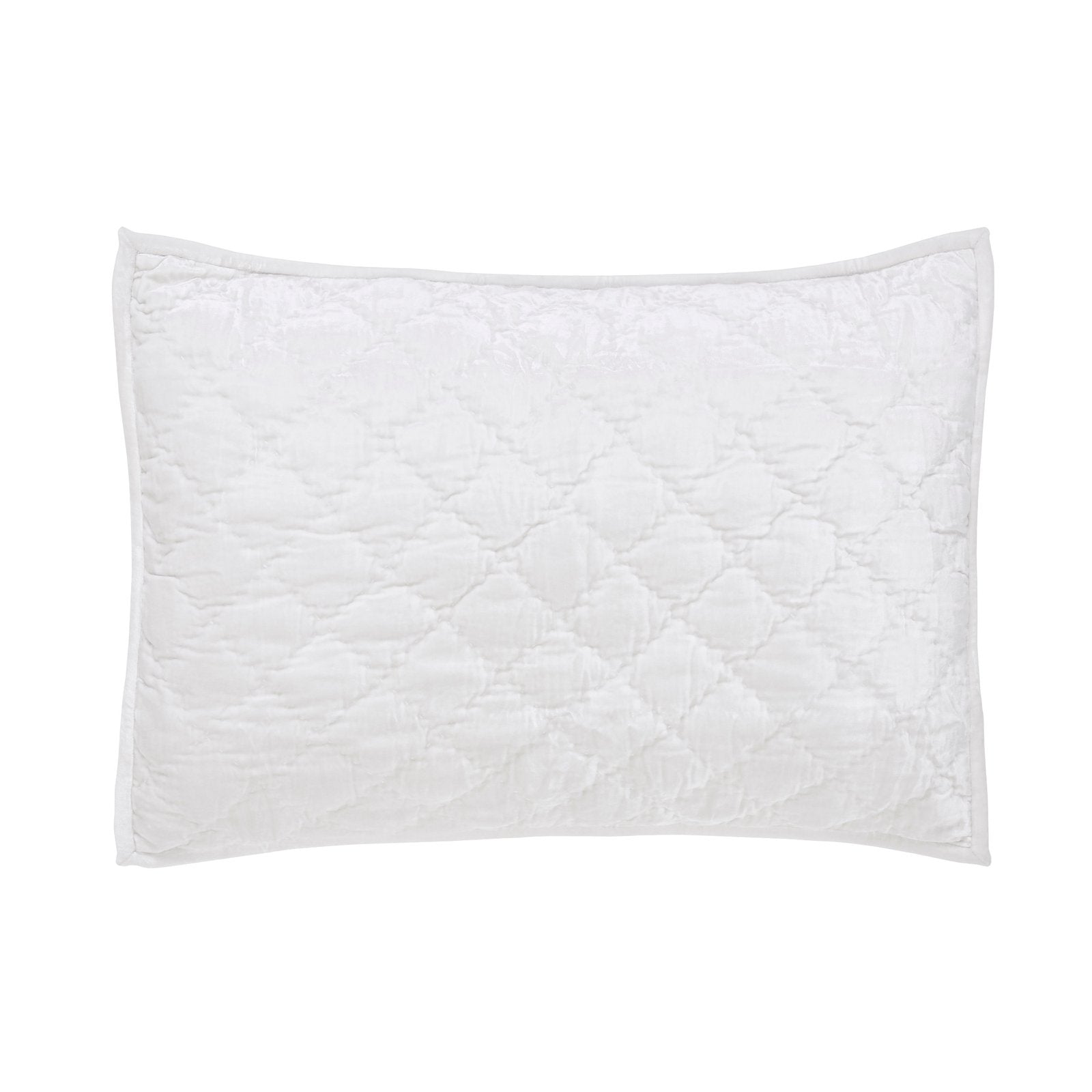 SS-343-2026_1|Crisp white quilted pillow sham featuring a classic diamond stitch pattern, bringing timeless elegance and comfort to modern bedroom decor.
