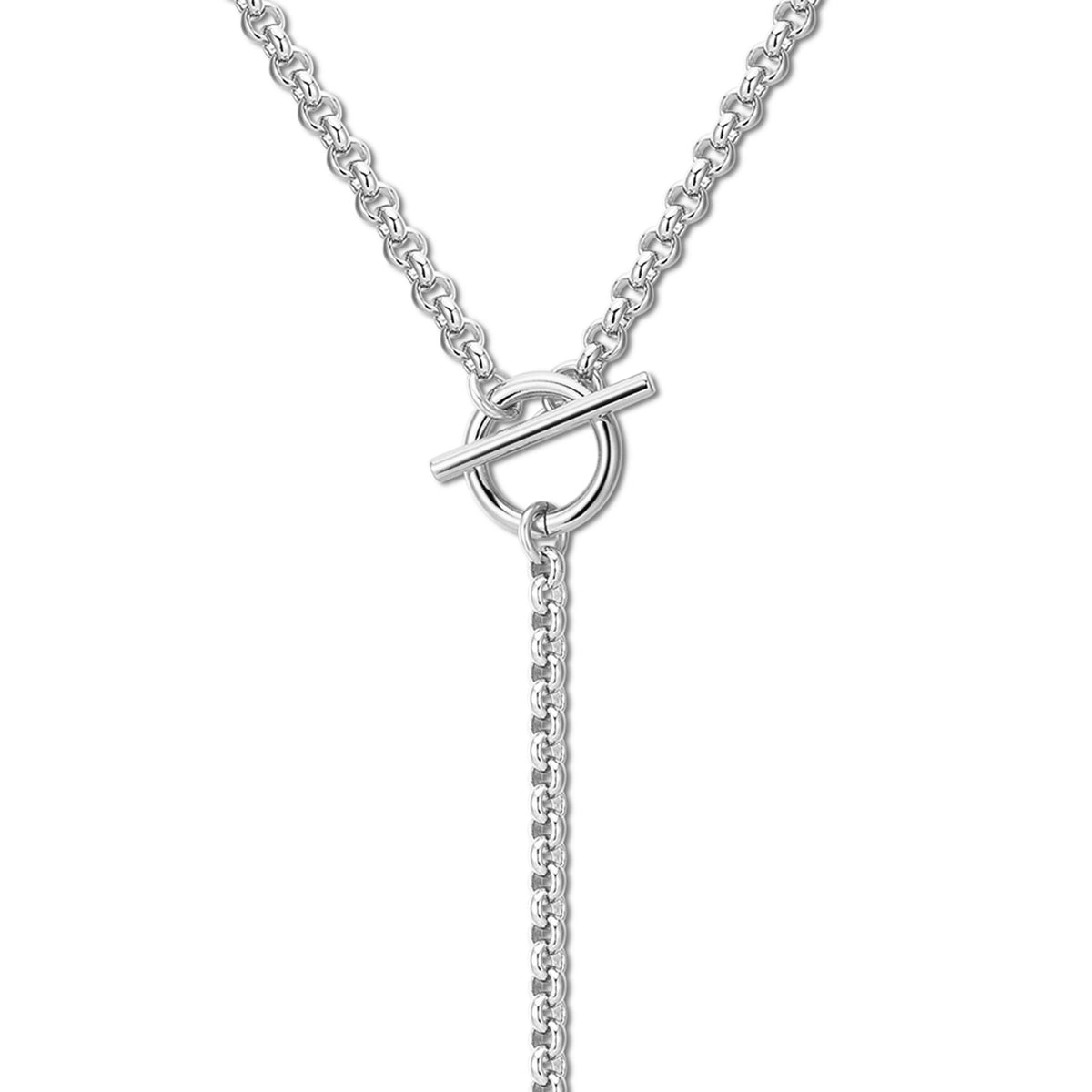Silver toggle necklace from Micro Royal Rolo Toggle Lariat collection