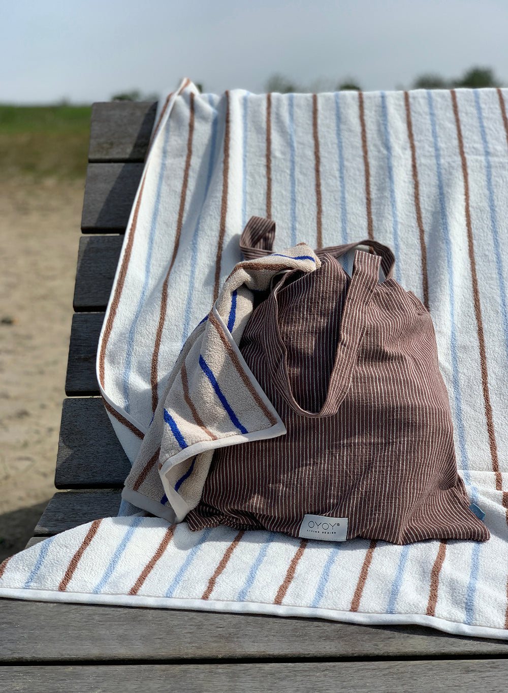 Raita Towel Medium Caramel Ice Blue 4
