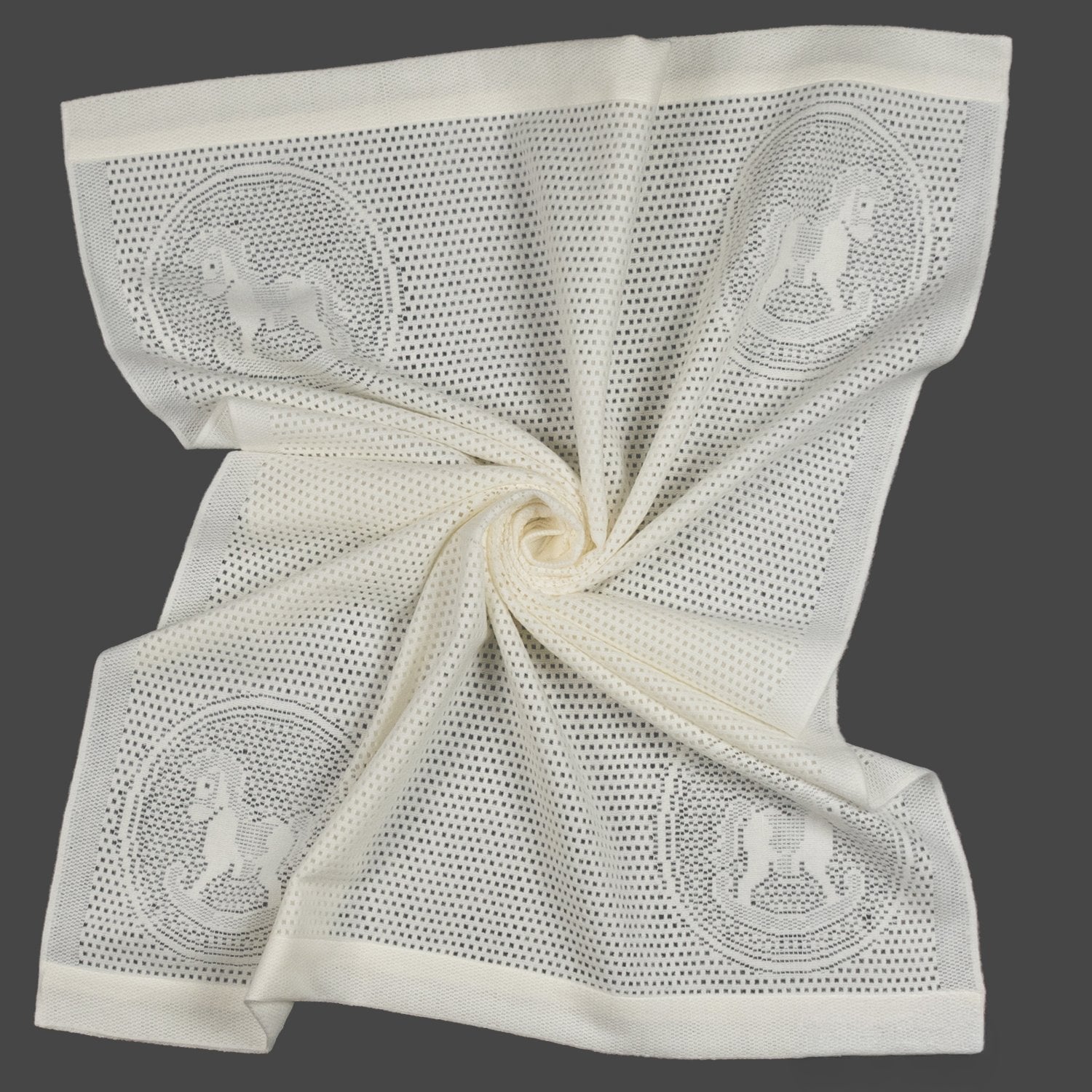 Southampton Home Lace Weave Rocking Horse Baby Blanket ~ Ivory ~-Gifts-[bar code]-Prince of Scots