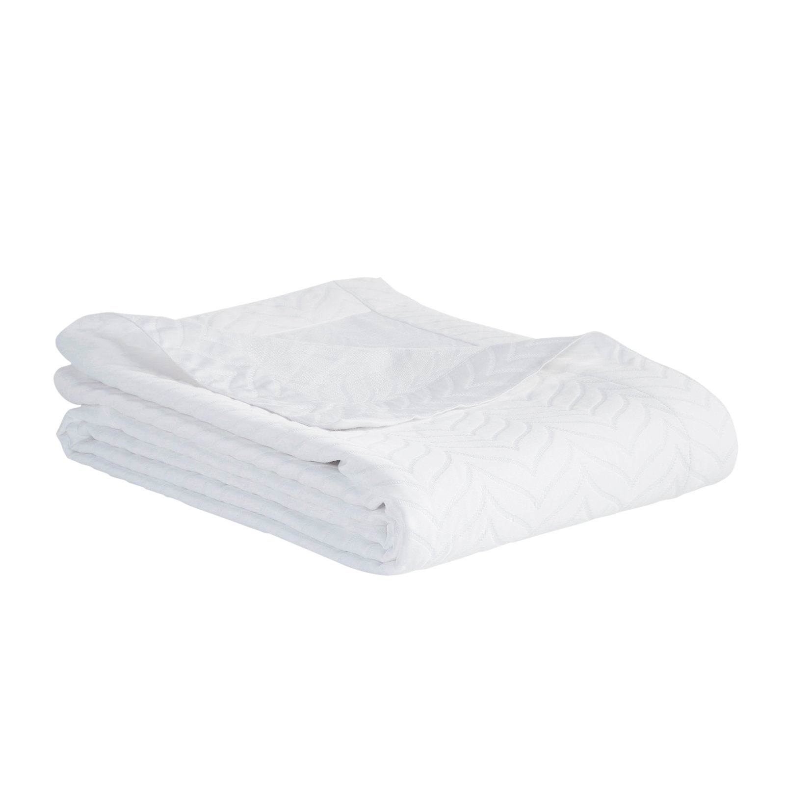 CL-194-9496_5|Fresh white chevron quilted coverlet, folded neatly, providing a clean, modern, and textural layer for comfortable bedroom bedding.
