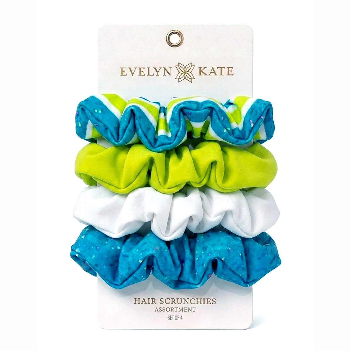 E&K Hair Scrunchies: Turquoise Mirror Assortment (set of 4)