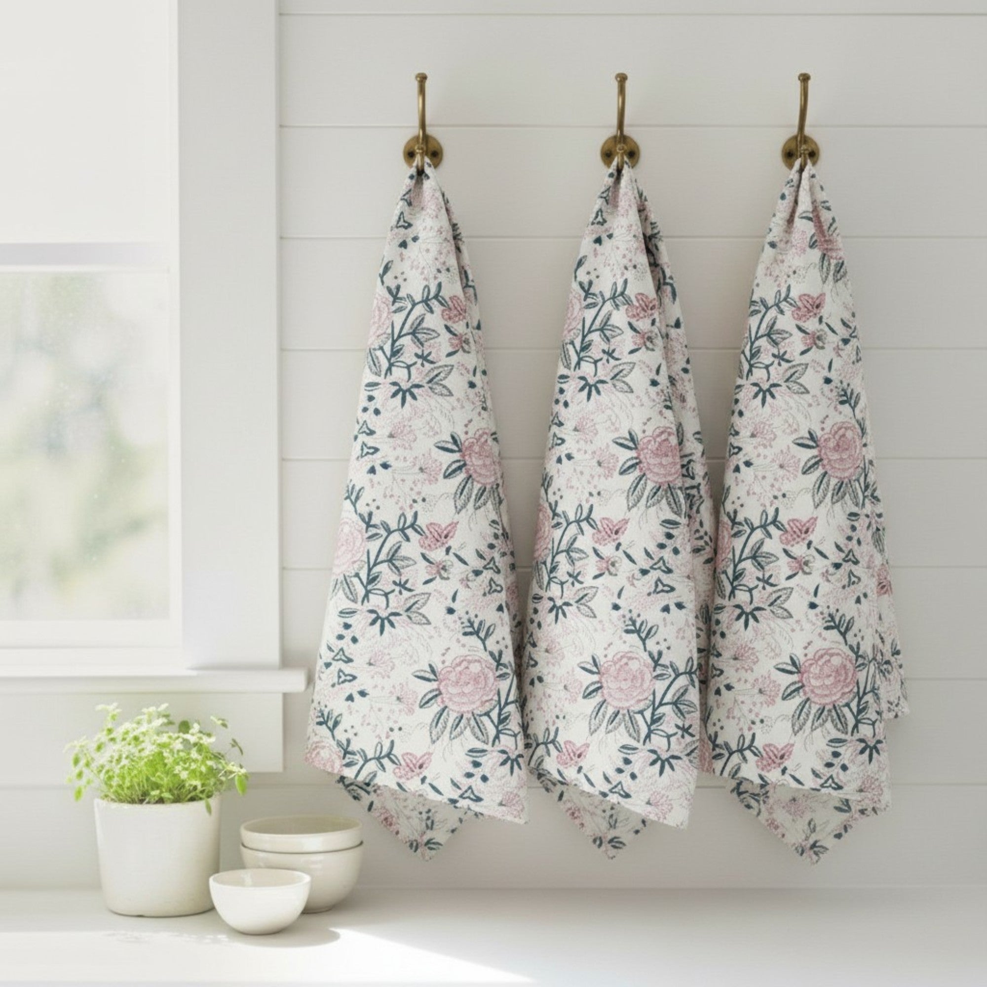 Hand Block Print Kitchen Towel | Extra Large Cotton with Hanging Loop