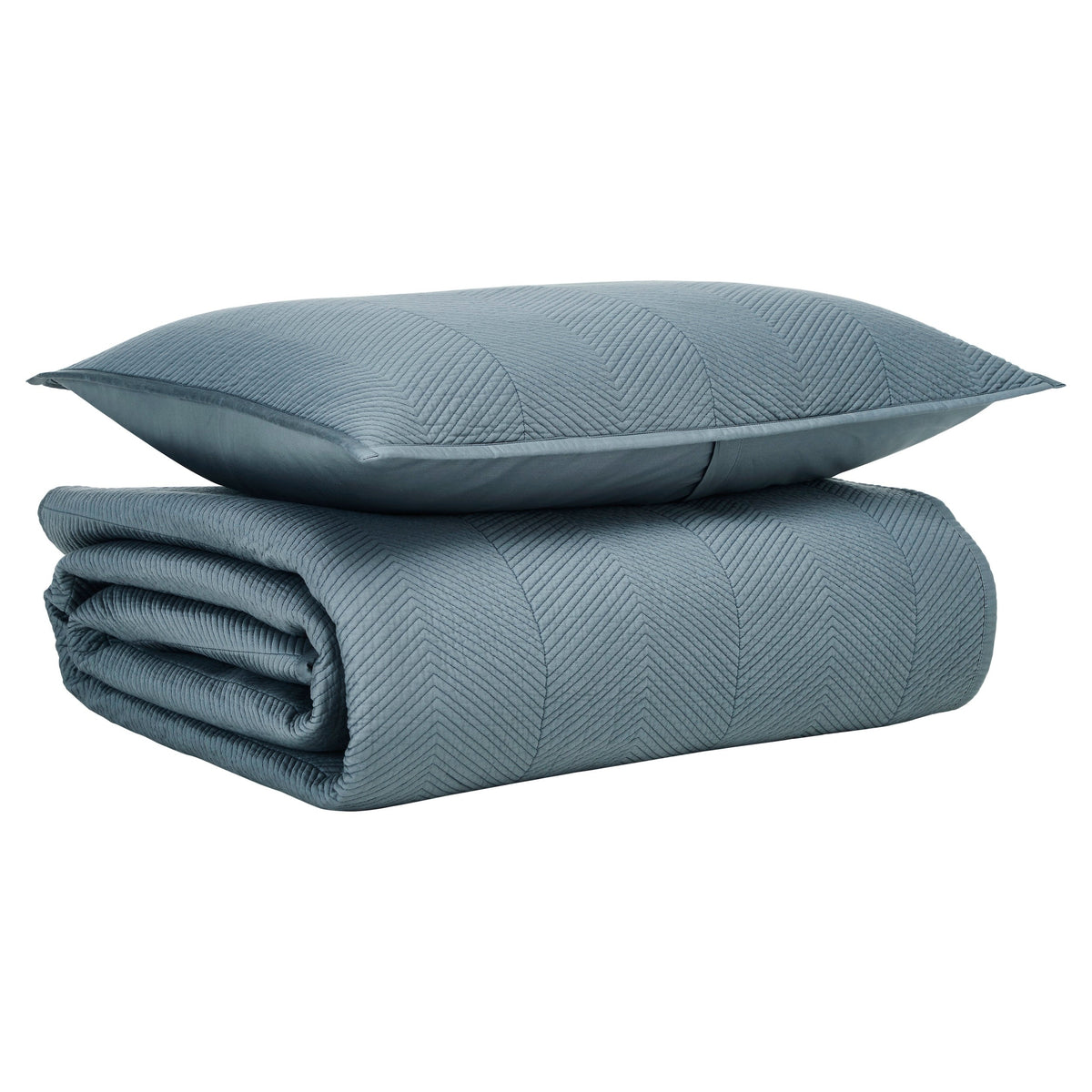 CL-261-11096_5|Stylish teal blue-green chevron quilted coverlet, perfect for a modern bedroom. Adds a touch of luxury.