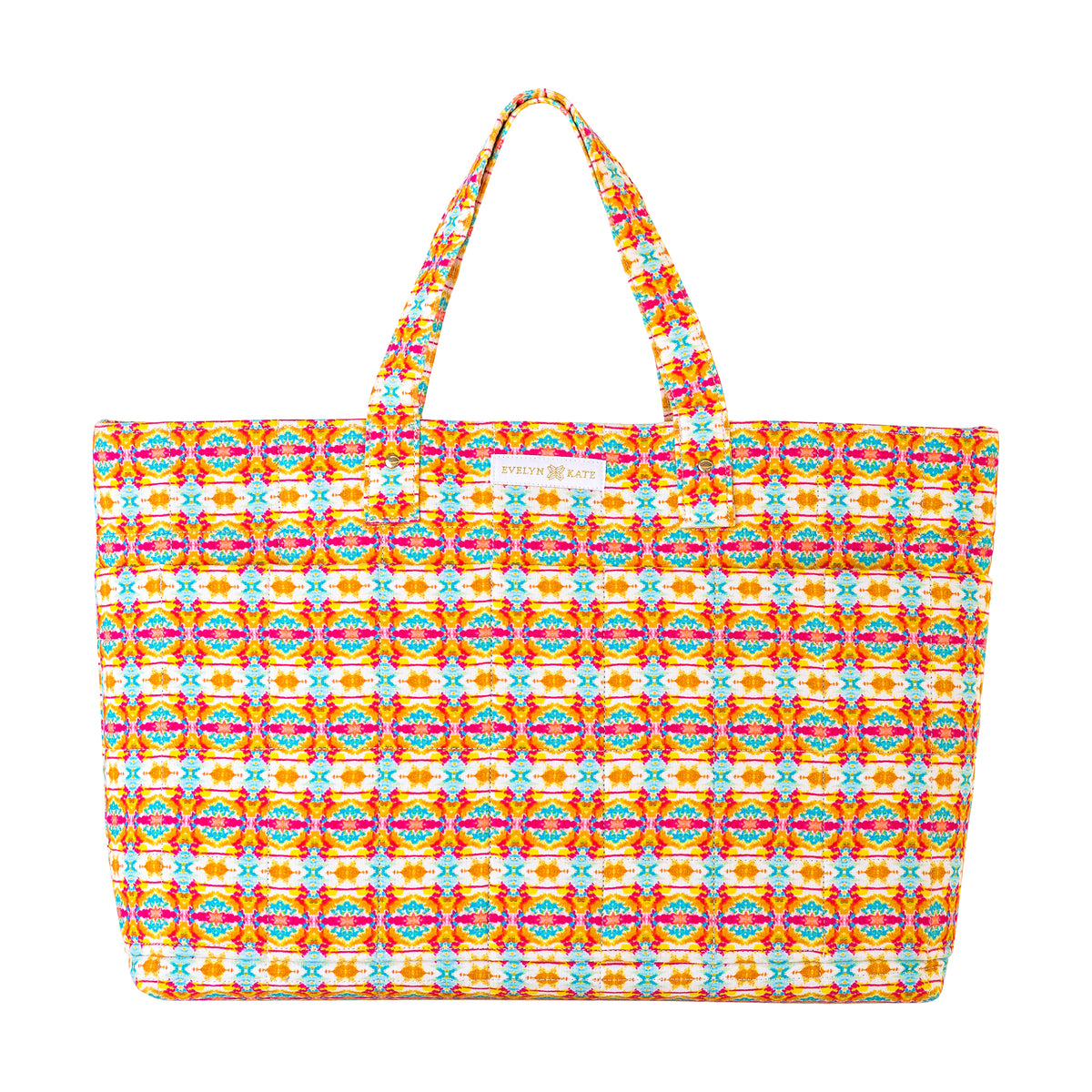 Orange Turtle Quilted Cotton-Linen Tote Bag