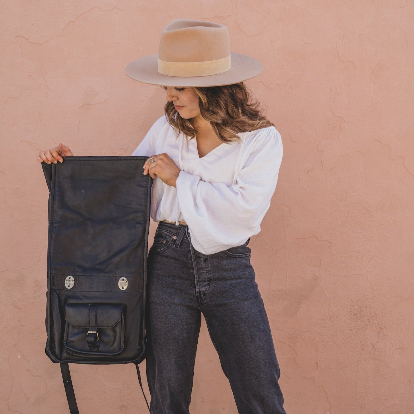 Leather Rolltop Backpack