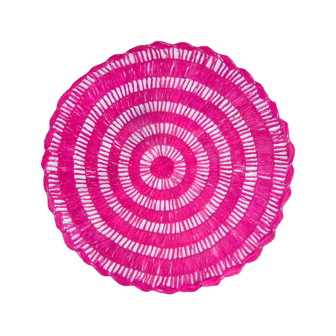 Buriti straw placemat handwoven from natural Brazilian palm fiber in pink by Talah Home