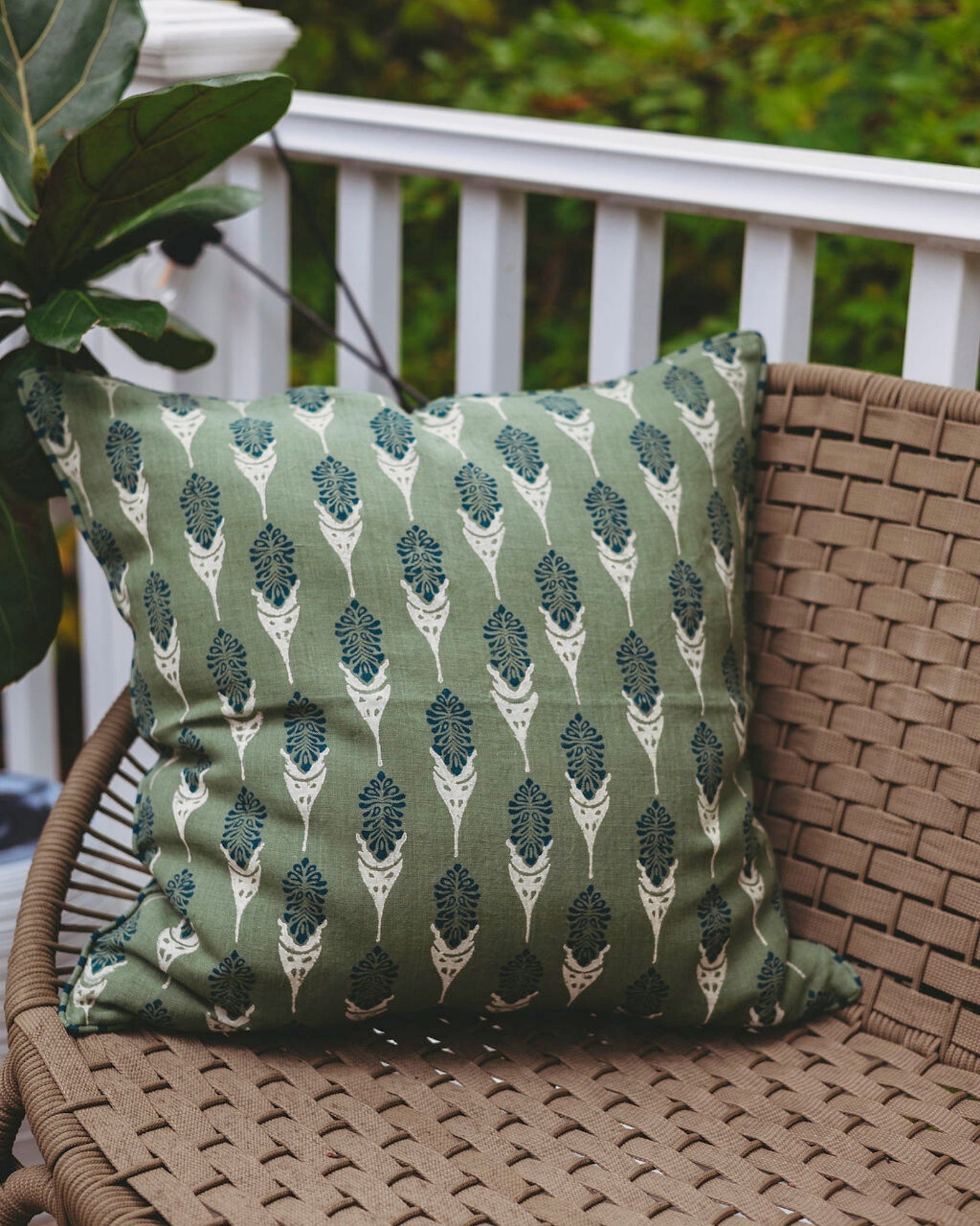 Bahaar Throw Pillow Cover - Oil Green