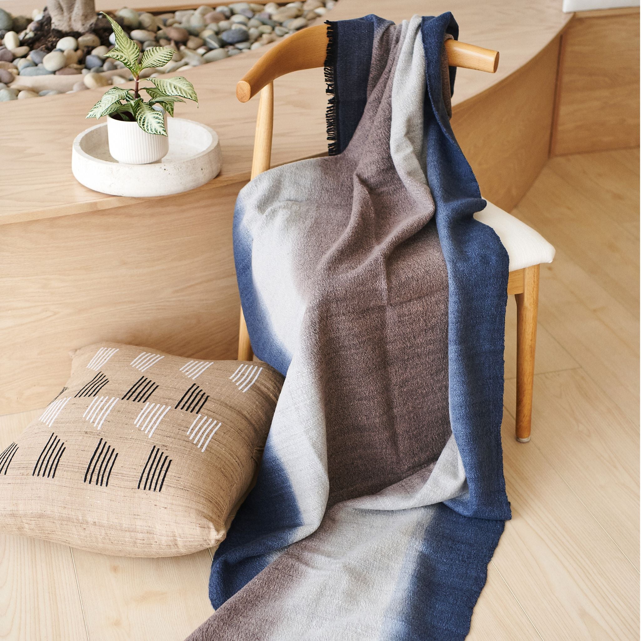 Moonstruck Blue Gray Handloom Handspun Merino Throw