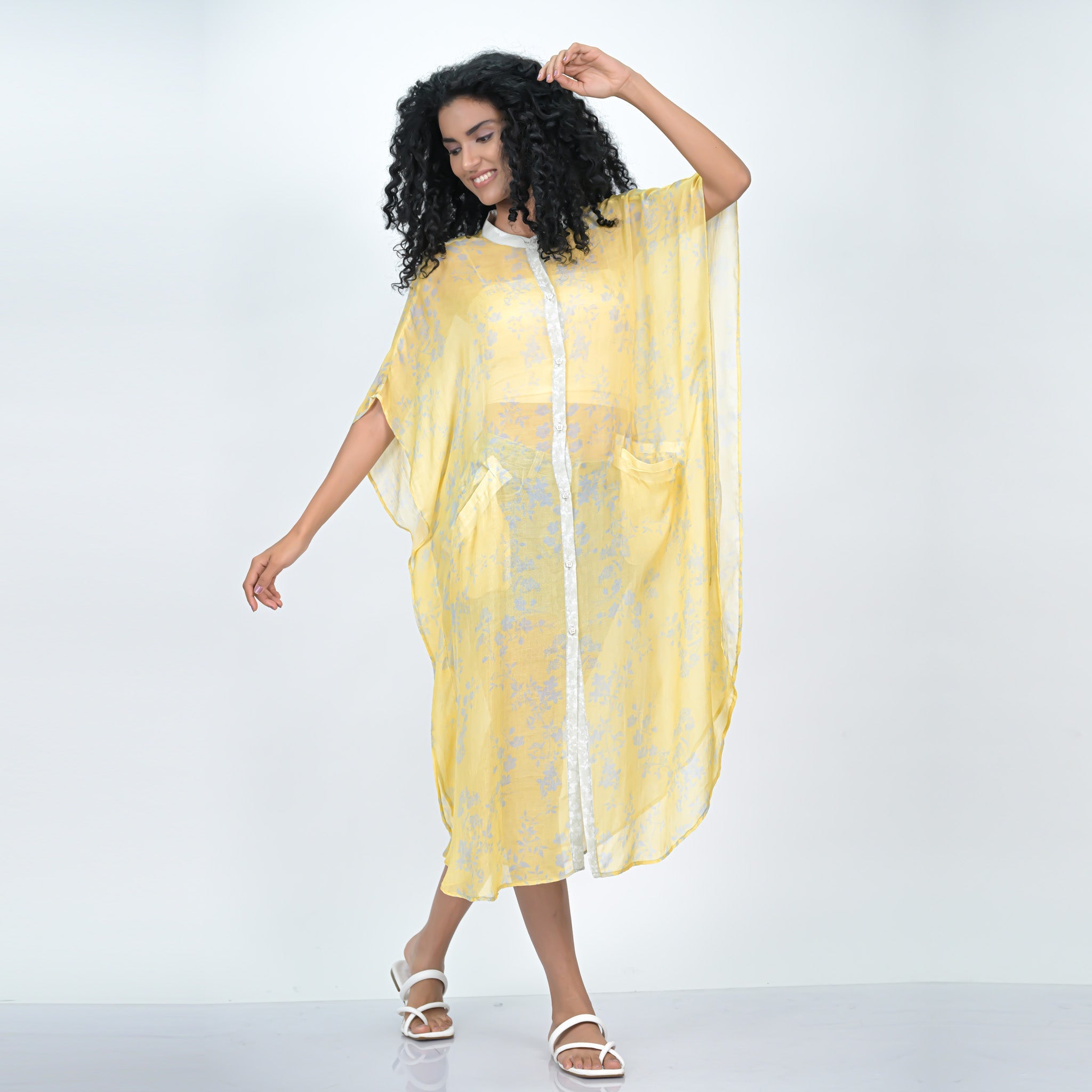 Foliage Harmony Caftan - Yellow