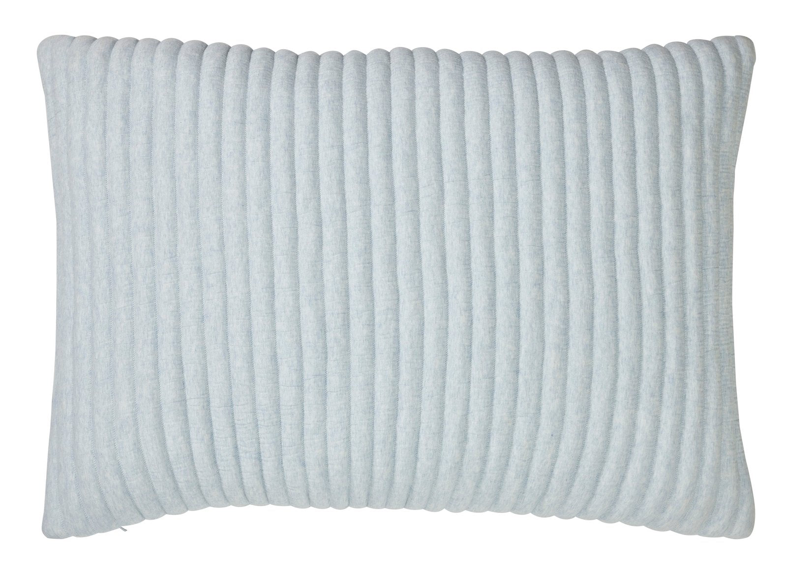 SS-369-2026_1|Light blue quilted pillow with vertical ribbed texture for cozy bedroom decor. Stylish bedding accent. (114 chars)