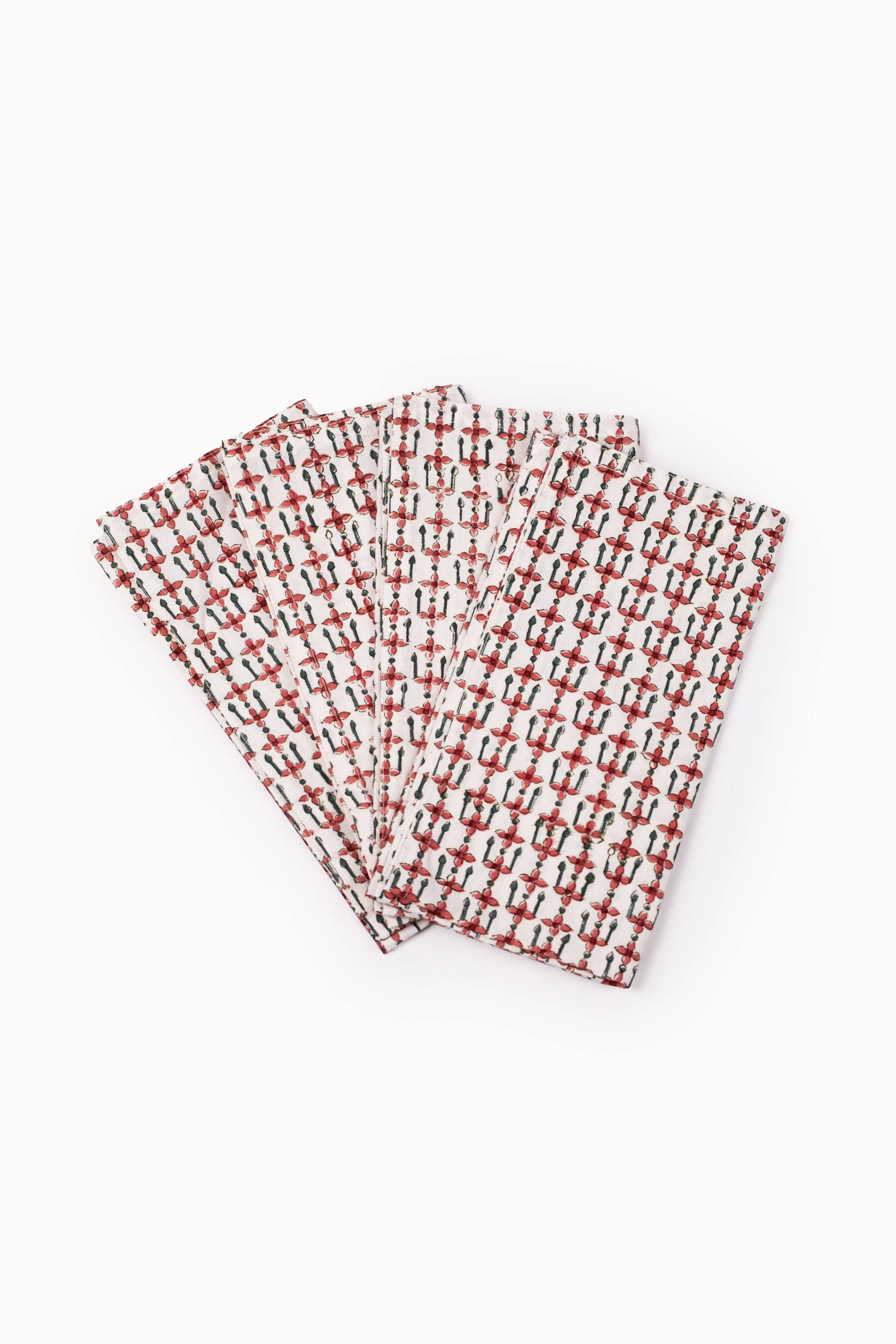 Crimson Mosaic Large Block Print Napkins (Set of 4)