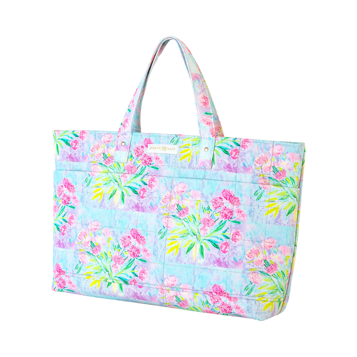 Pink Peony Quilted Tote Bag