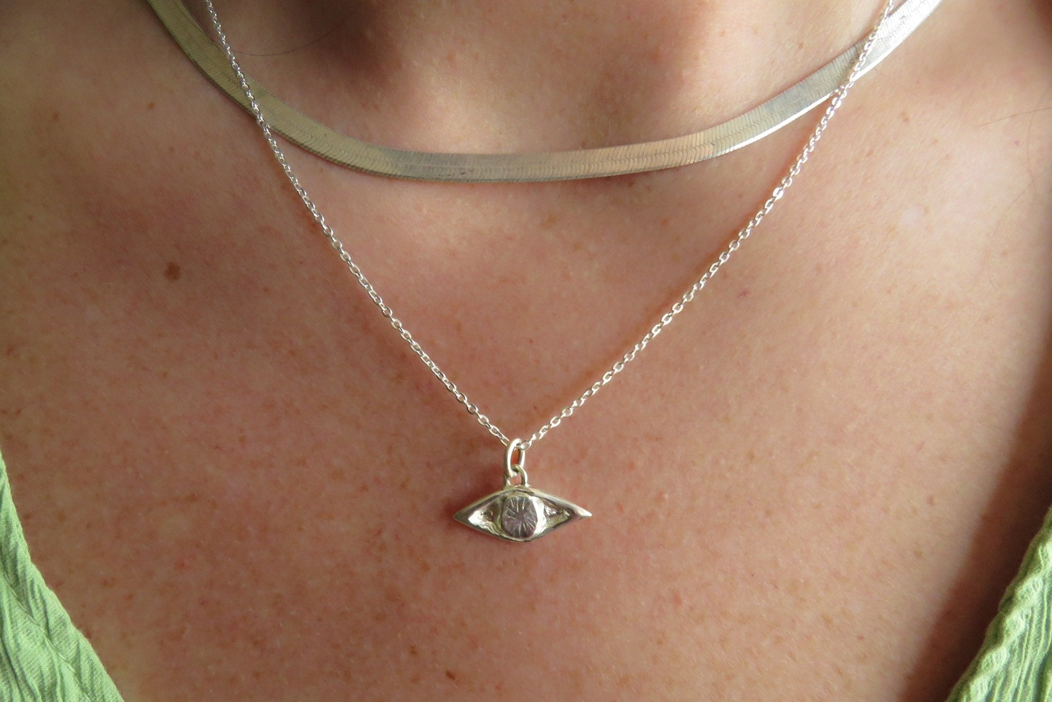 Silver Evil Eye Necklace - Silver Evil Eye PendantDea Dia