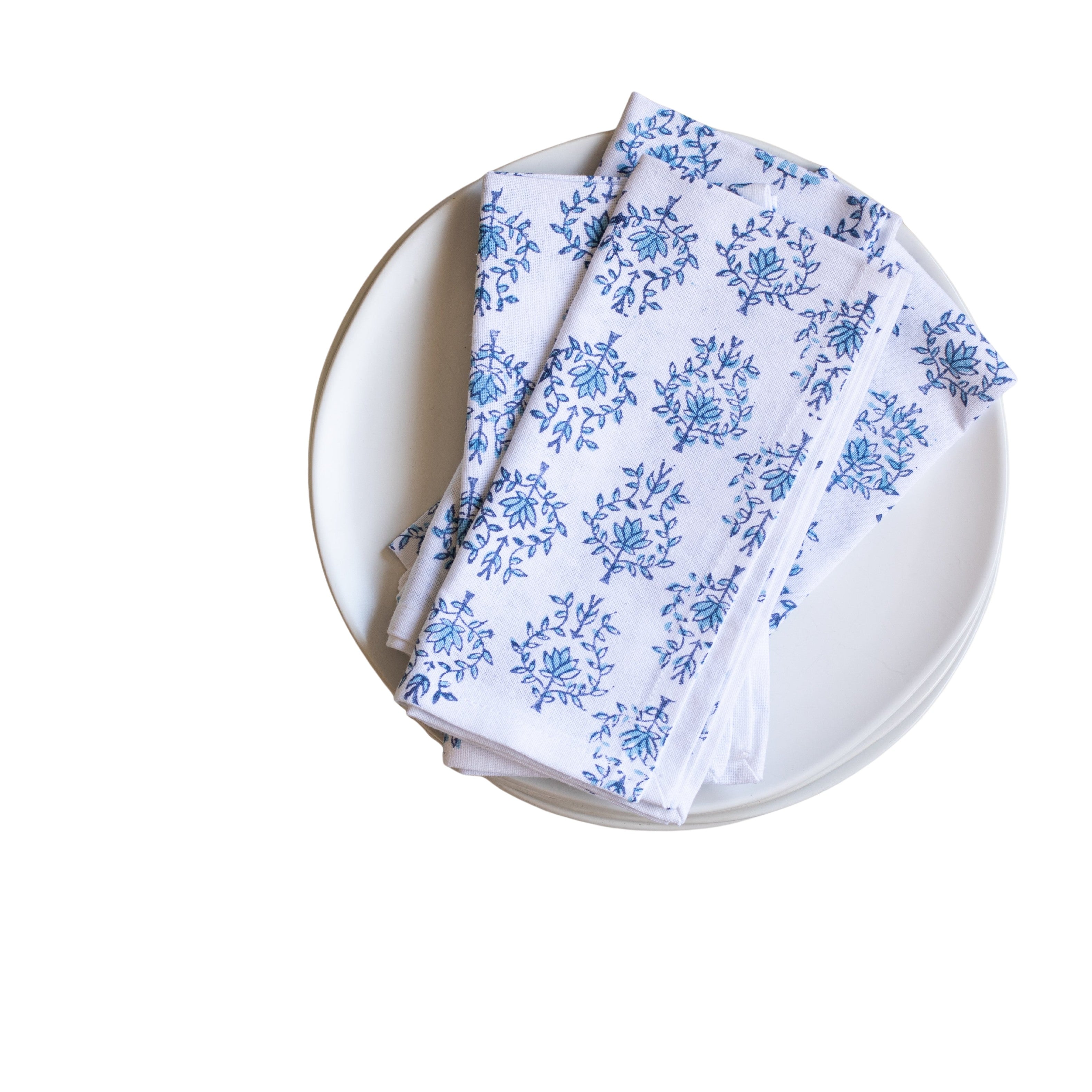 S/4 Organic Napkins - Lotus, Navy & Uniform Blue