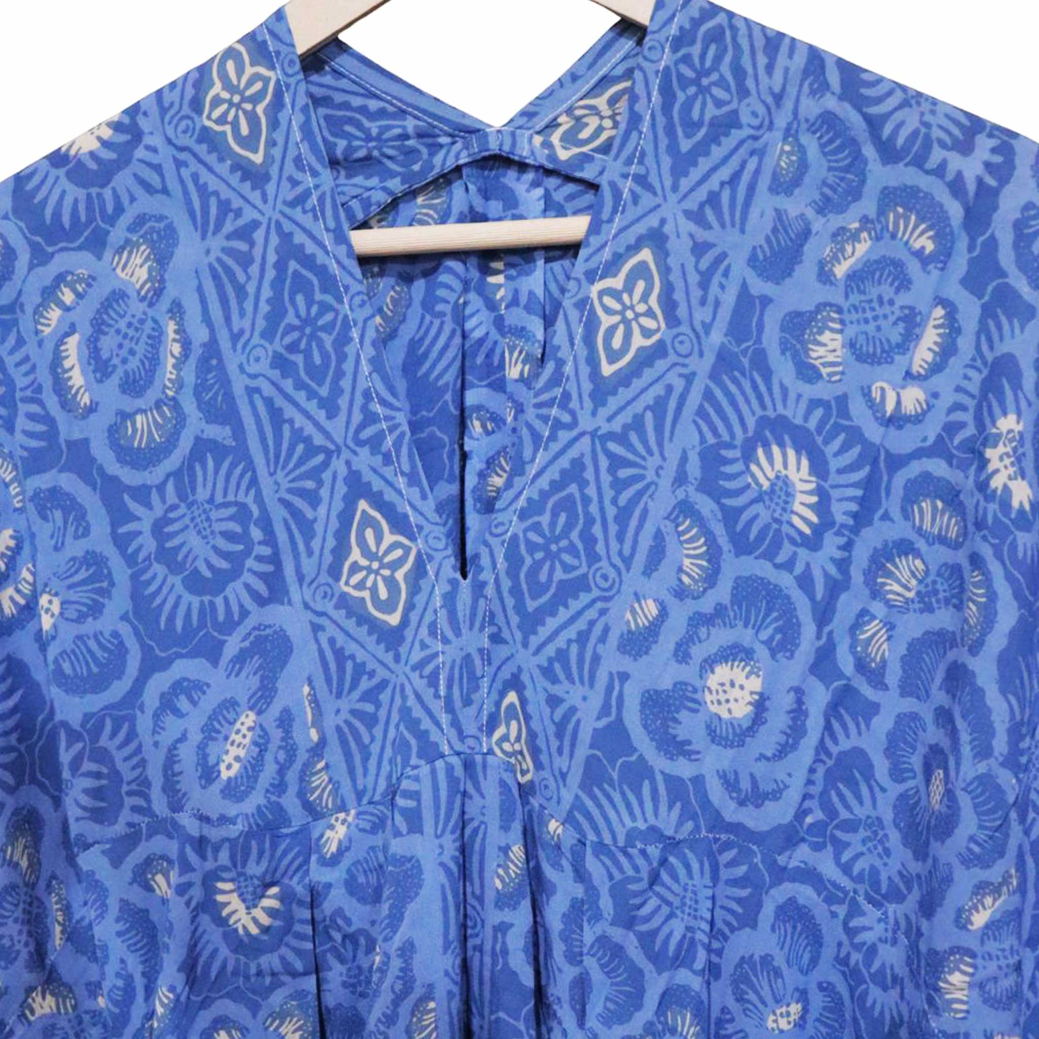 Hand Dyed Kaftan Dress Rayon Vegan Eco-friendly Material, Maxi, Long, Blue roses