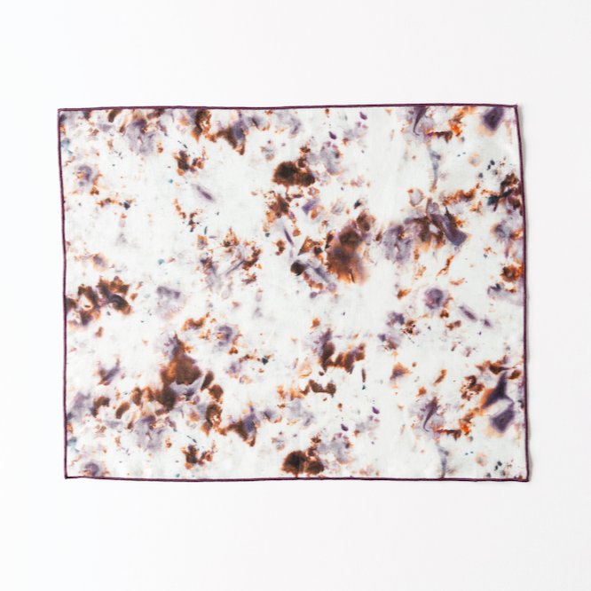 Rose Marble linen placemat 15x18 with plum rose lavender and turquoise watercolor pattern - Goldie Home