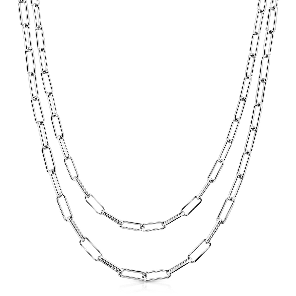 Silver chain necklaces from the Double Elongated Link Mask Chain collection
