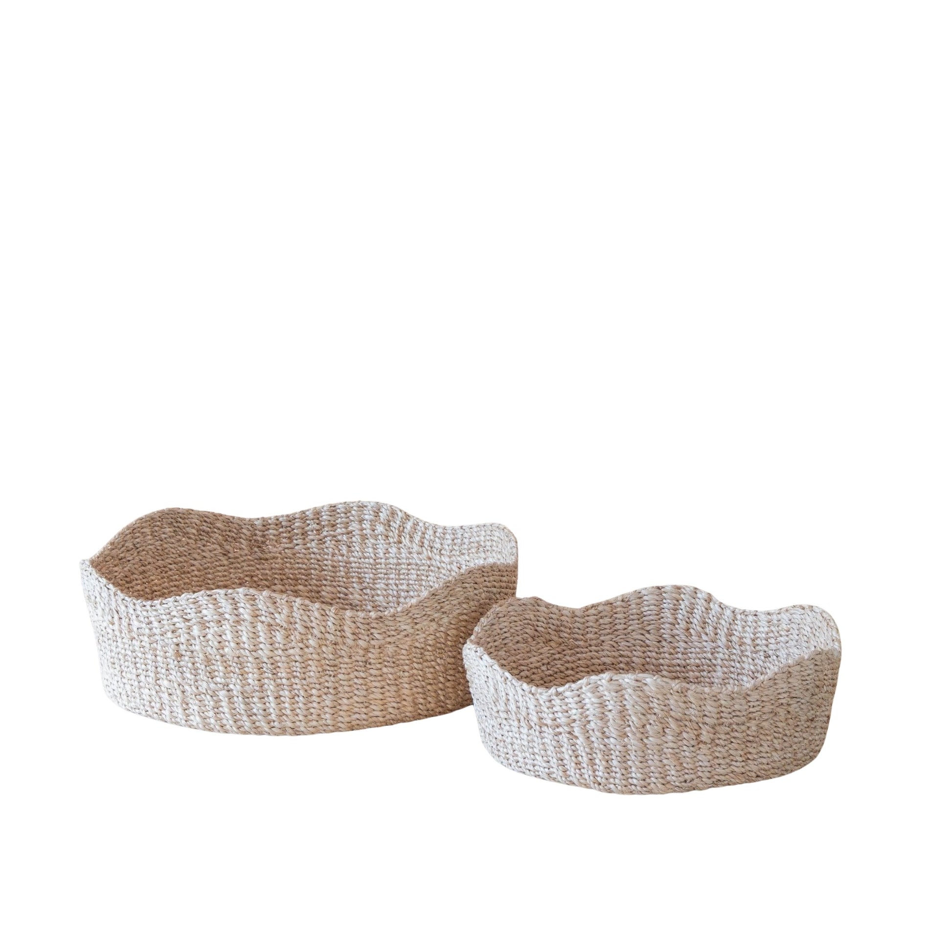 Baskets - Natural Fruit Tray Scallop, set of 2, – Handwoven Abaca Trays | LIKHÂ - LIKHÂ