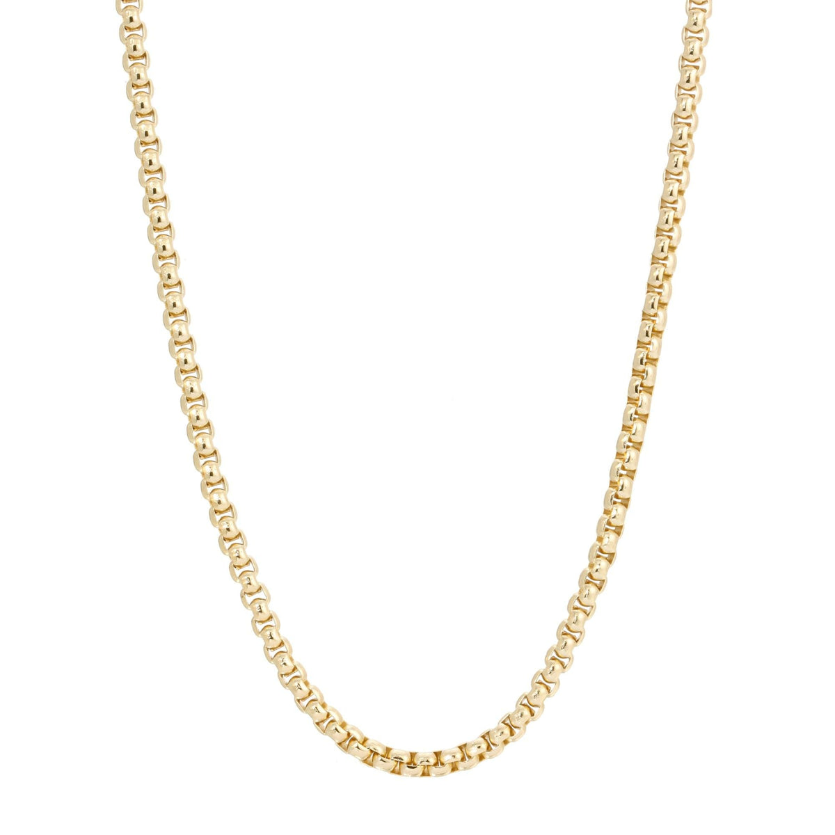 Shiny gold box chain necklace from Luciana perfect for casual or dressy looks