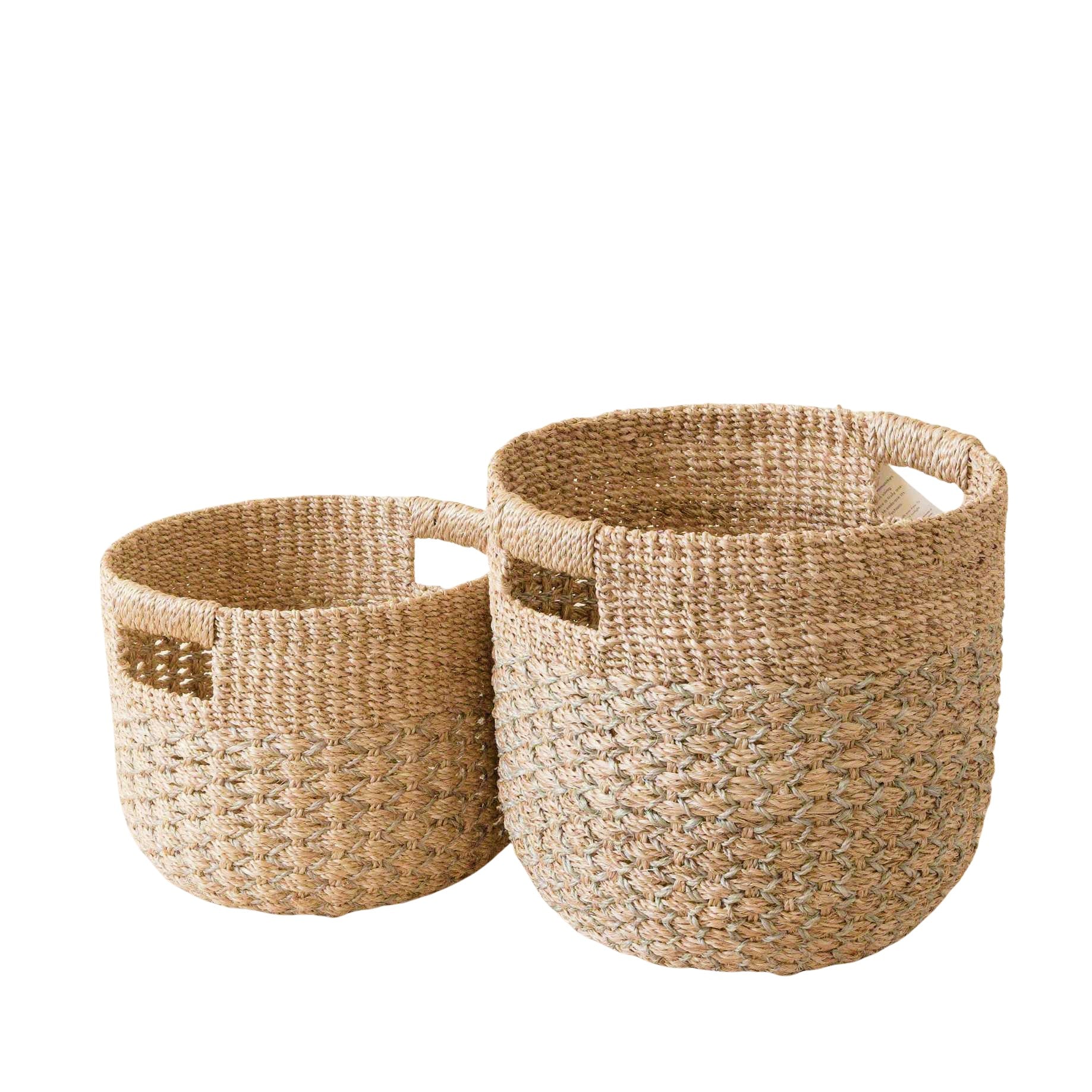 - Grey + Natural Round Bottom Baskets, set of 2 - Woven Baskets | LIKHA - LIKHÂ