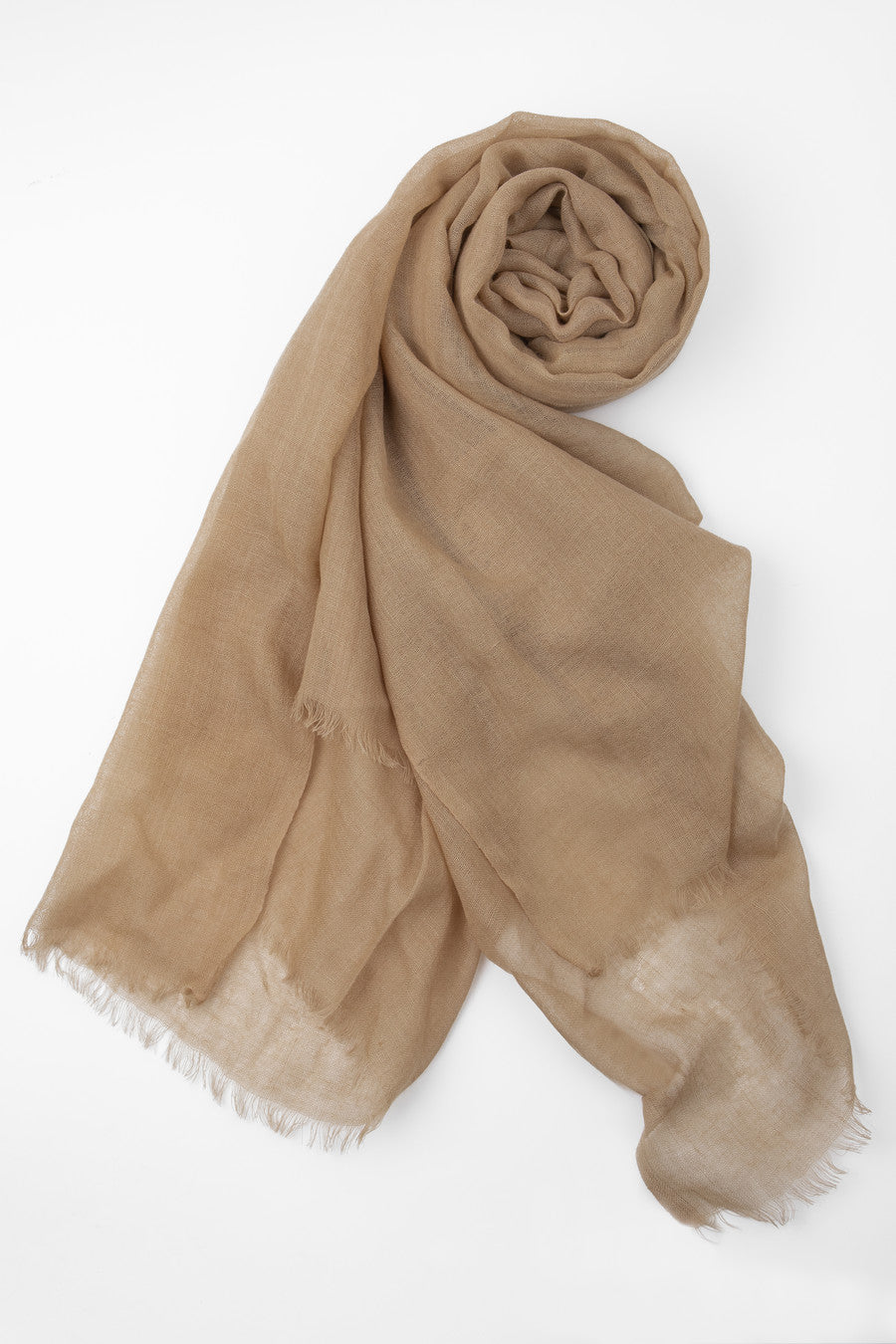 Woolen Fringe Scarf - Tan