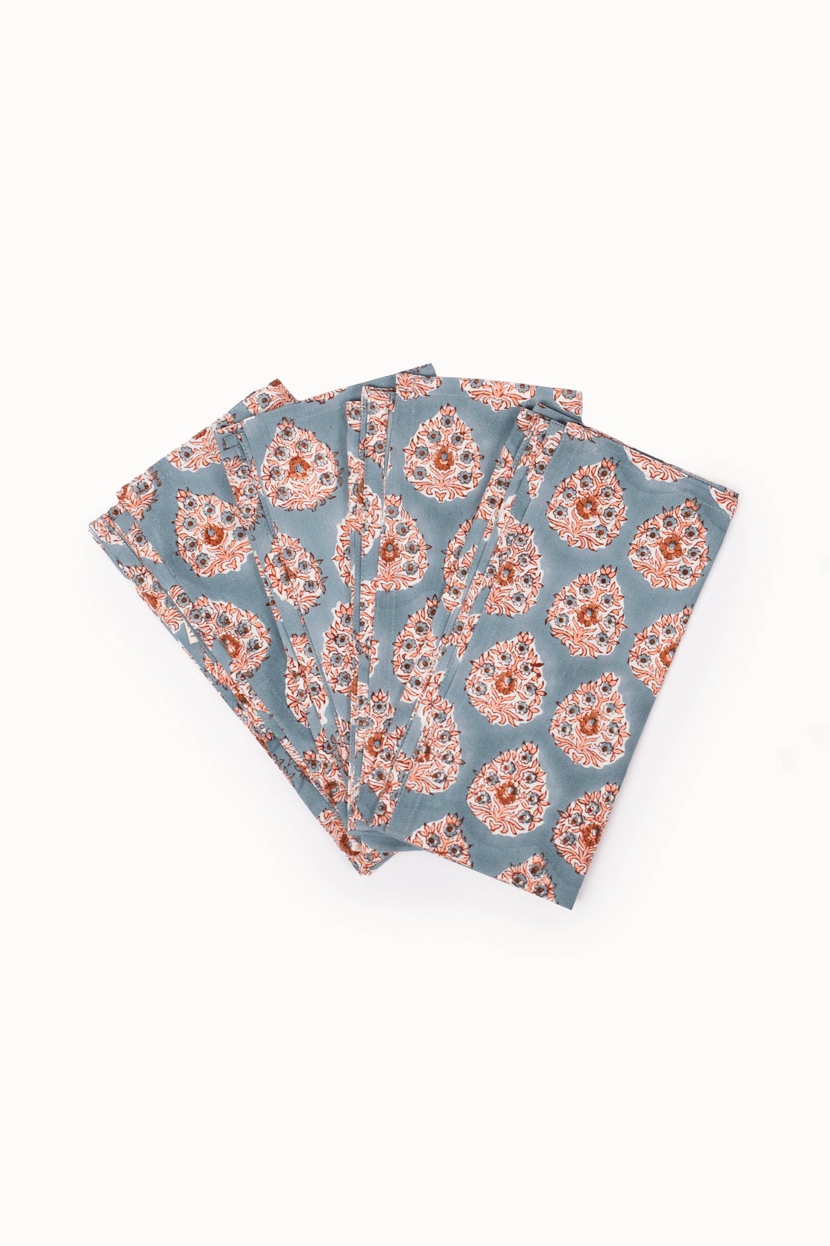 Terracotta Heritage Buta Large Block Print Napkins(Set of 4)