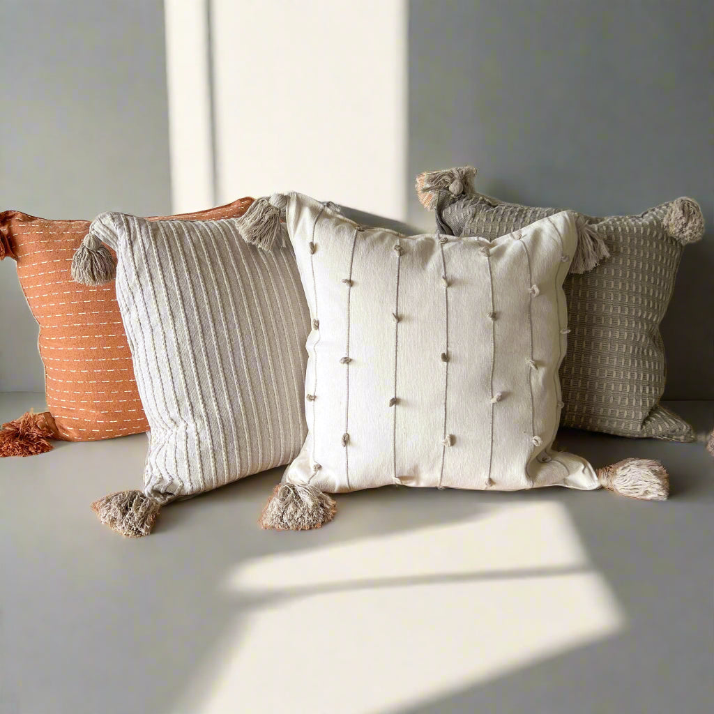 Cotton Tassel Pillow with Oaxaca Weave