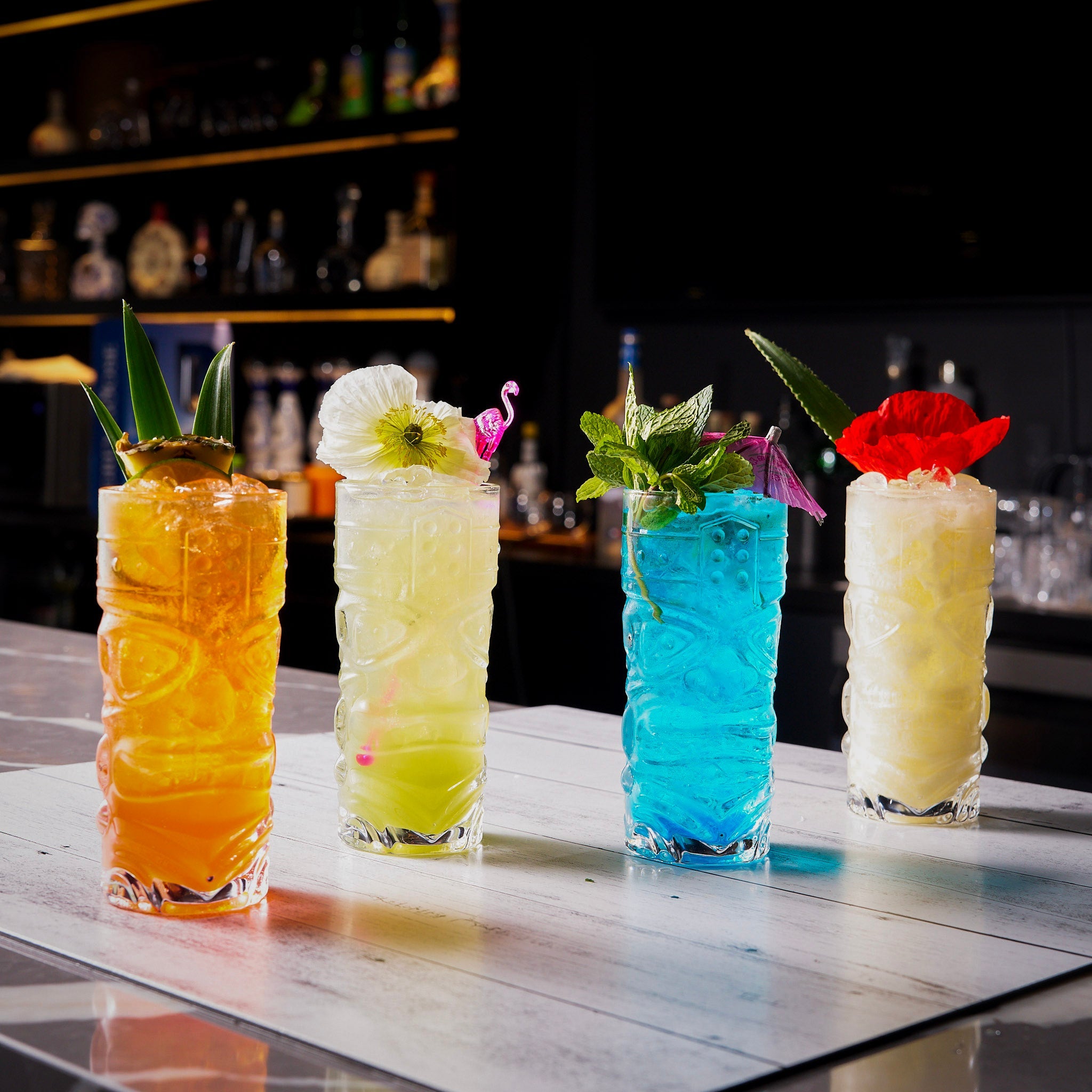 Clear Tiki Glasses Set of 4 or 6 – Hawaiian Tiki Tumblers
