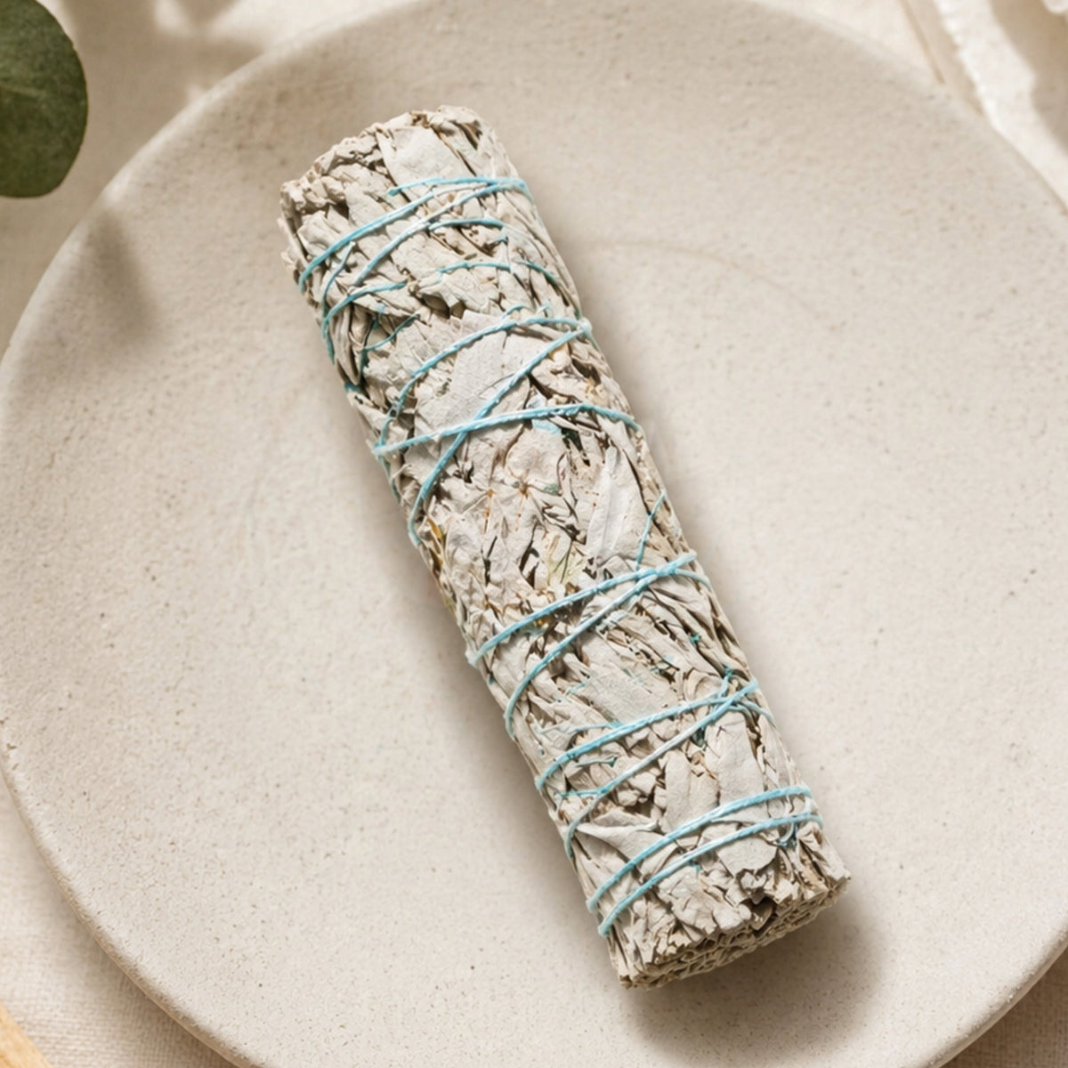 Sacred White Sage Bundle label close-up, included in Home Reset Ritual