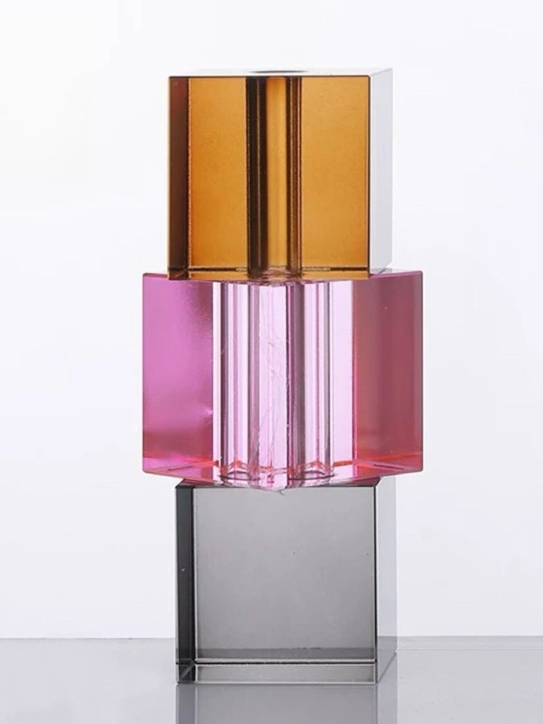 Modern Crystal Cube Bud Vase, Dopamine Table Setting Centrepieces - Vases - Crystal Cube Bud Vase - Small - INSPECIAL HOME