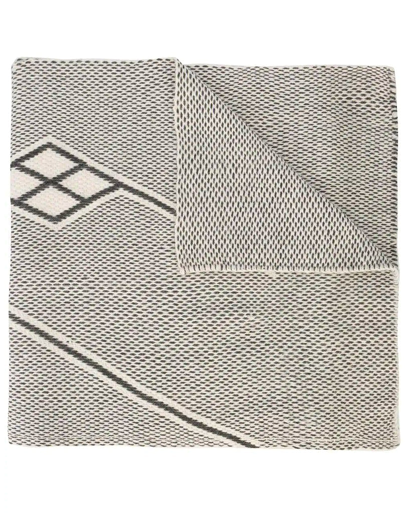 Black and ivory patterned Che Shawl, hand-loomed in alpaca