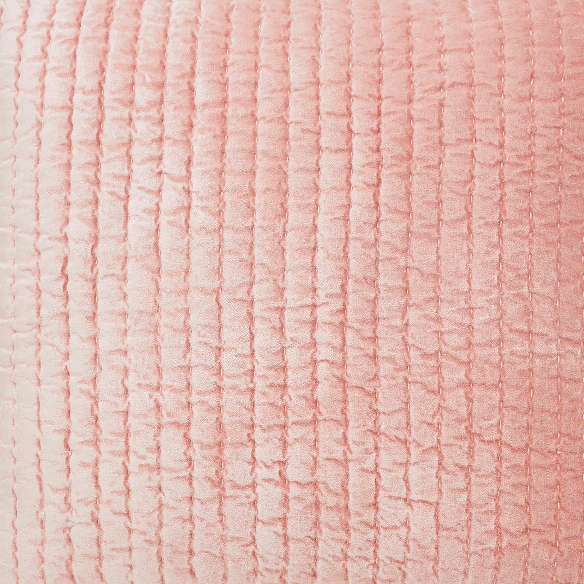 QT-354-9496_8|Textured blush pink quilt with stylish vertical linear stitching, creating a cozy and contemporary look for modern bedrooms.